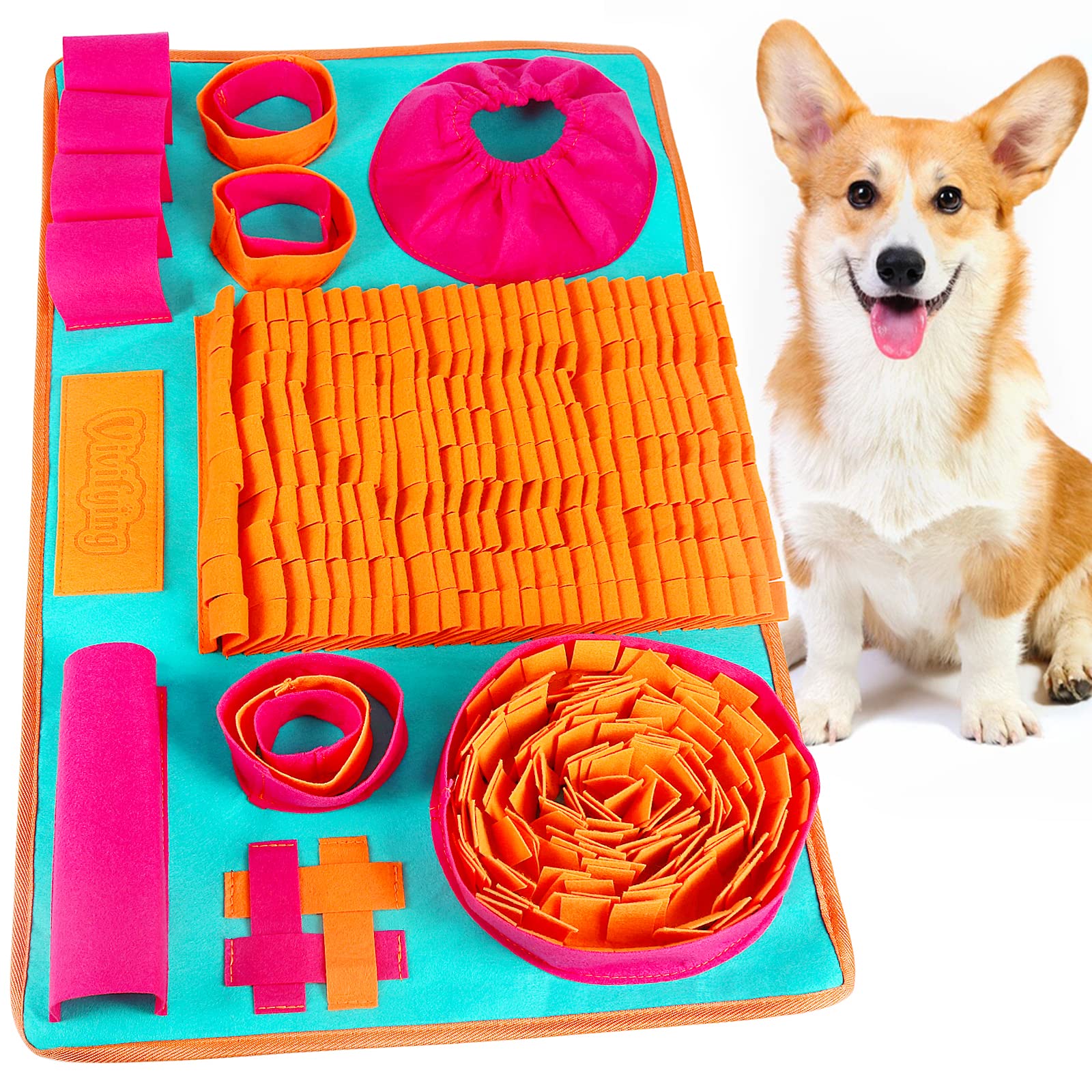 Vivifying Snuffle Mat for Dogs, Interactive Dog Enrichment Toys for Small Dogs and Cats Slow Eating and Keep Busy, Sniff Mat for