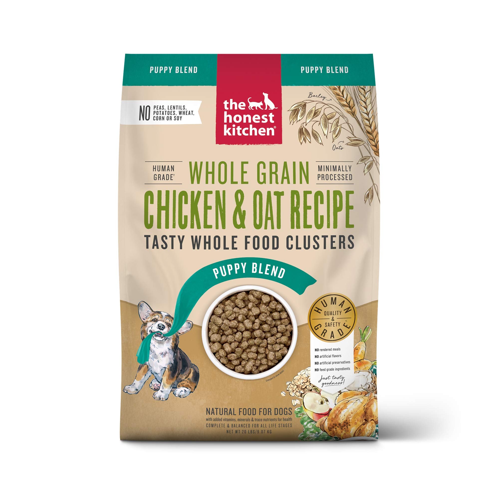 The Honest Kitchen Human Grade Whole Food Clusters Puppy Blend Dry Dog Food - Whole Grain Chicken & Oats, 20 Pound Bag
