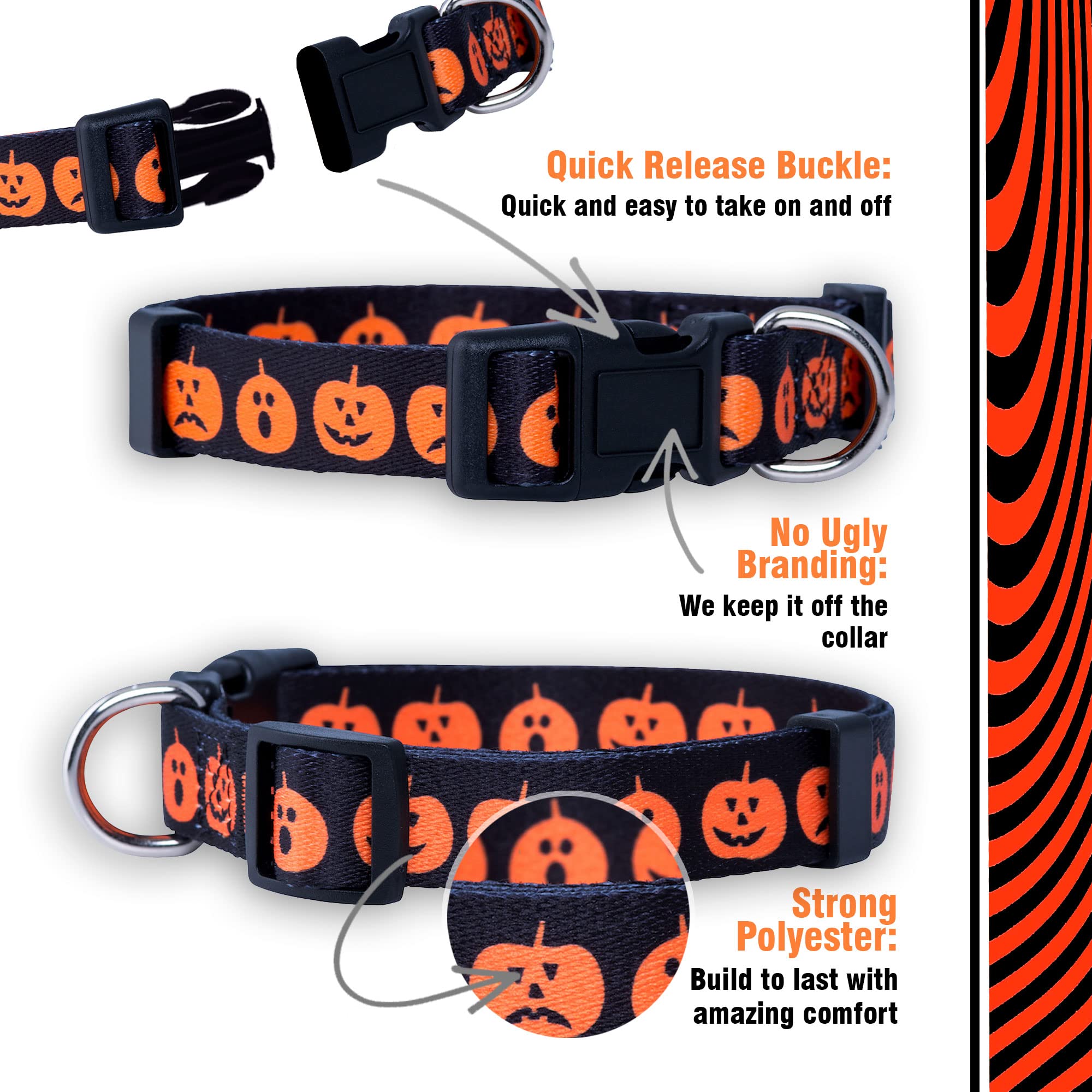 Native Pup Halloween Dog Collar (Medium, Big Pumpkins)