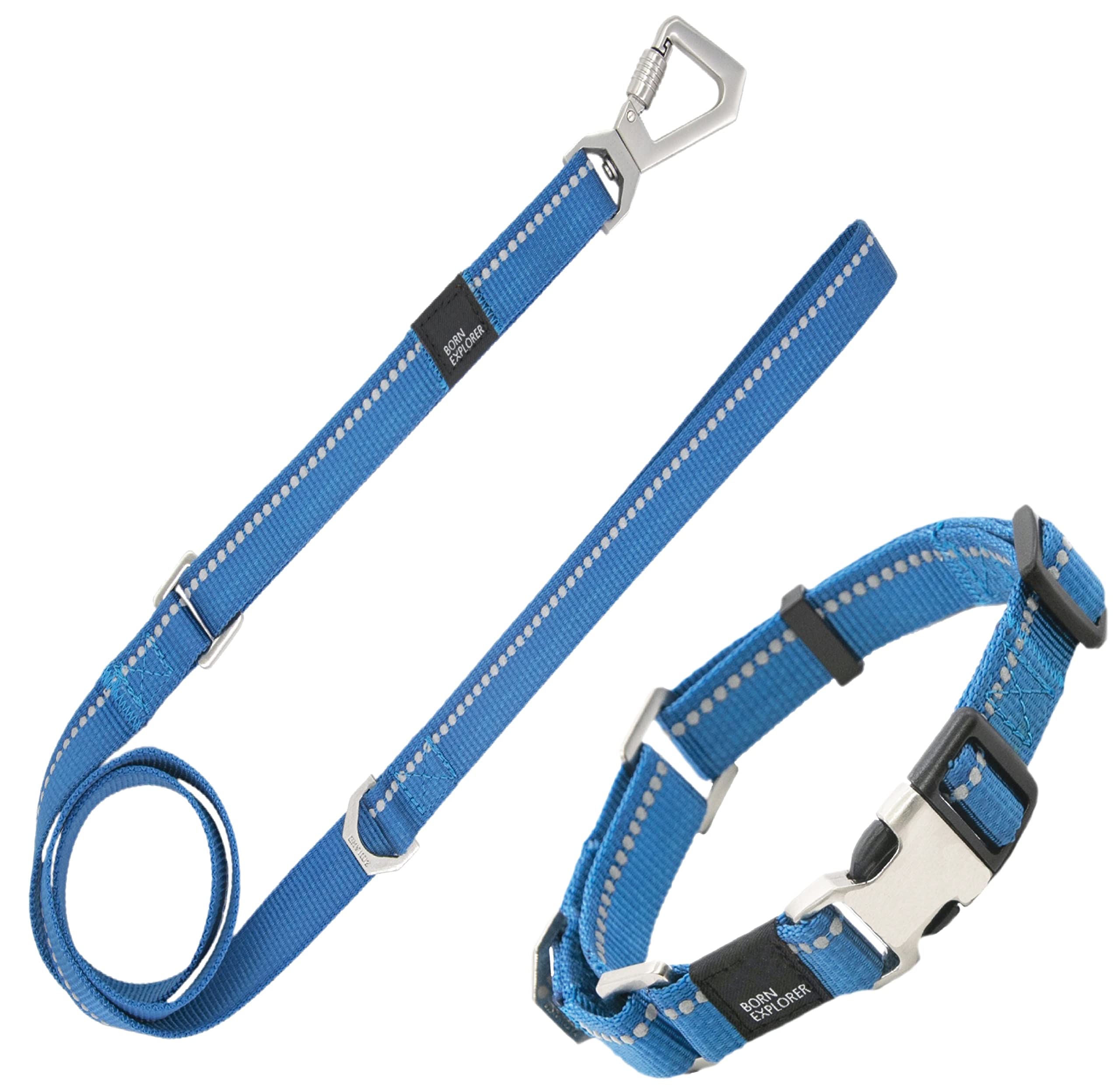 Pet Life Advent Outdoor Series Reflective Training Dog Leash And Collar, Md, Blue