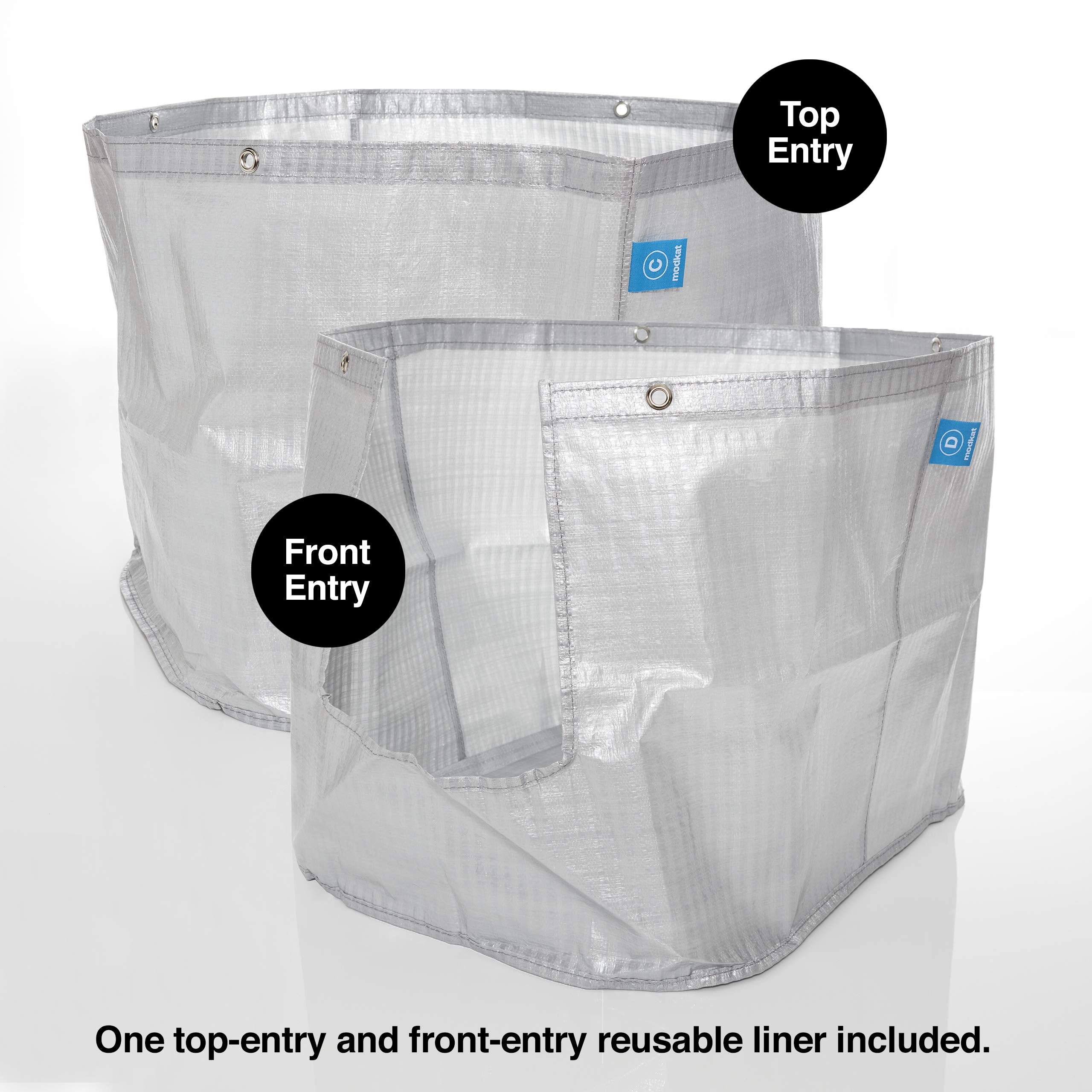 Modkat XL Litter Box - Extra Large Cat Litter Box with Top & Front-Entry Reusable Liners - Tall Base Keeps Mess Inside - Easy to