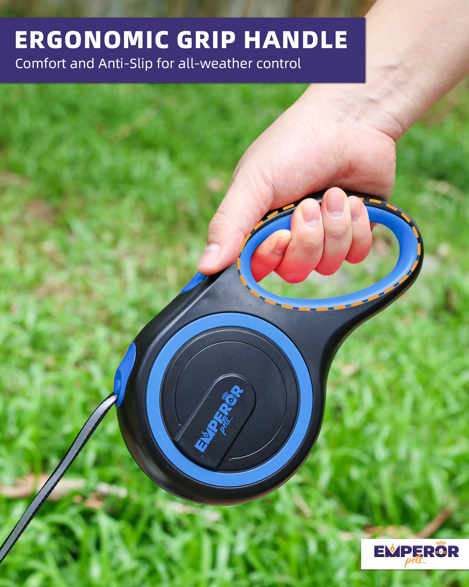 Emperor Pets 26 Ft Retractable Dog Leash - Up To 110Lb, Heavy Duty Dog Leash Retractable 26 Ft, For Large Breed Dogs, Dog Leashes For Medium Dogs -Gy26