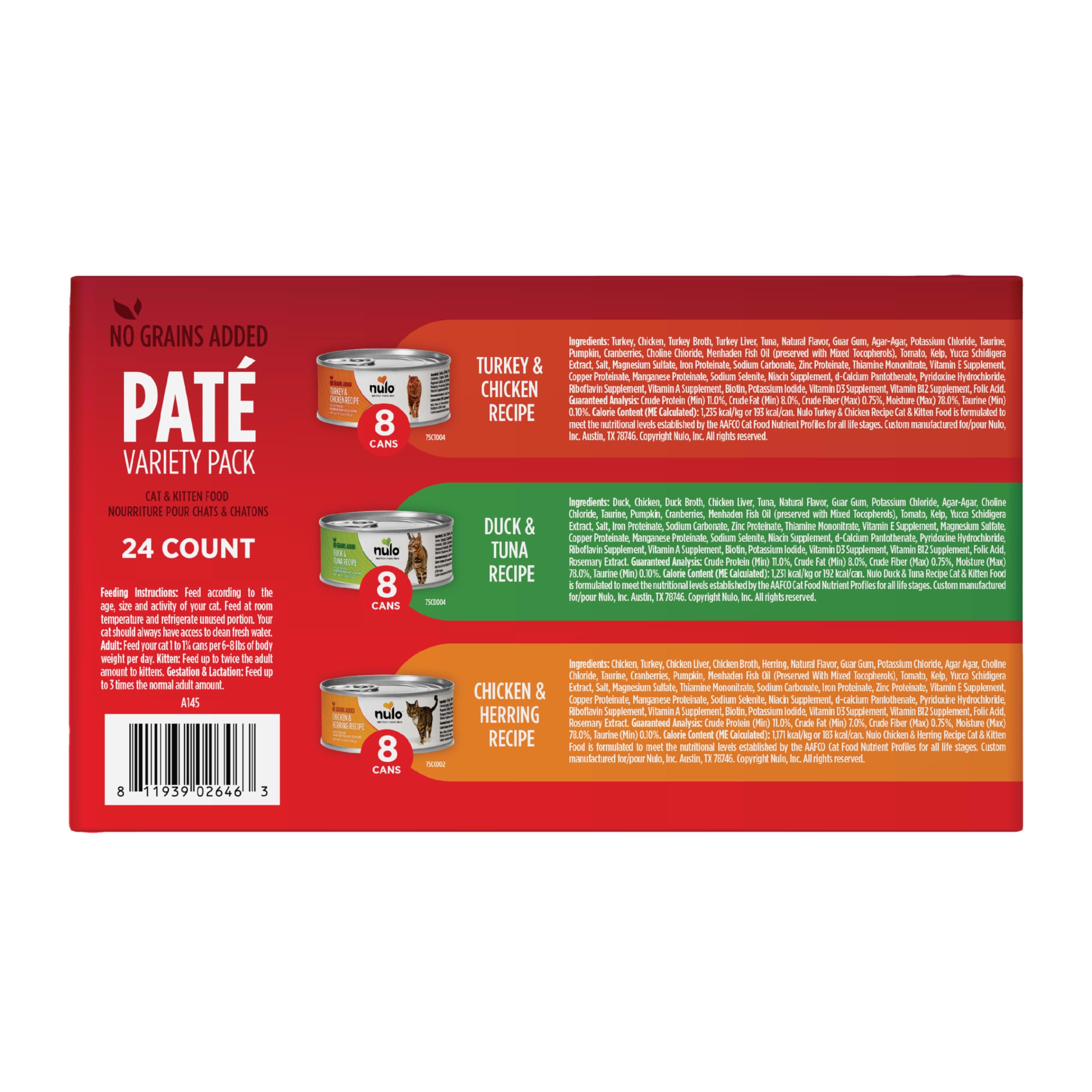 Nulo Grain-Free Cat & Kitten Wet Pate Canned Food with 5 High Animal-Based Proteins and Vitamins to Support a Healthy Immune Sys