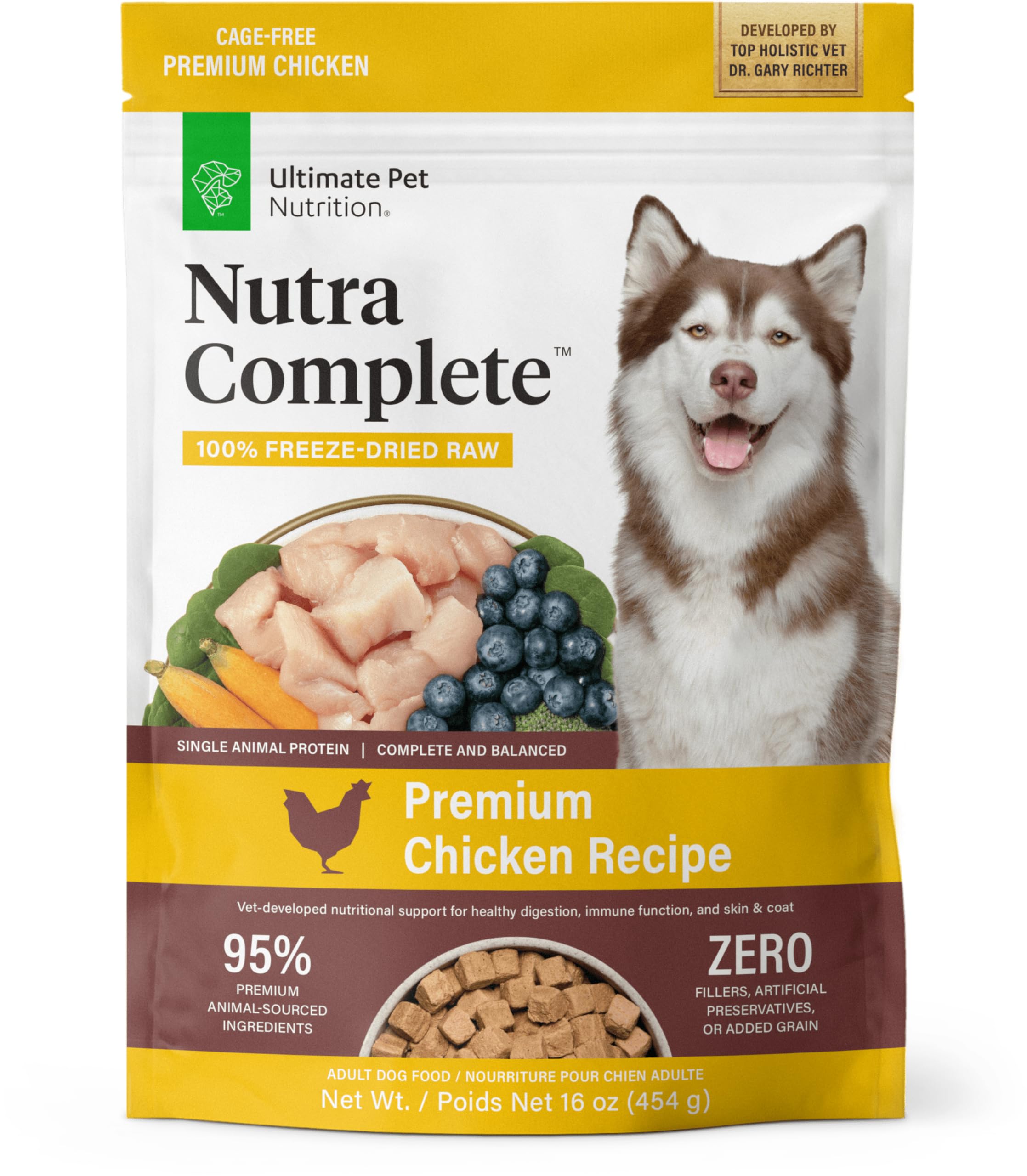 ULTIMATE PET NUTRITION Nutra Complete Raw Freeze Dried Dog Food, Veterinarian Formulated with Antioxidants, Prebiotics & Amino A