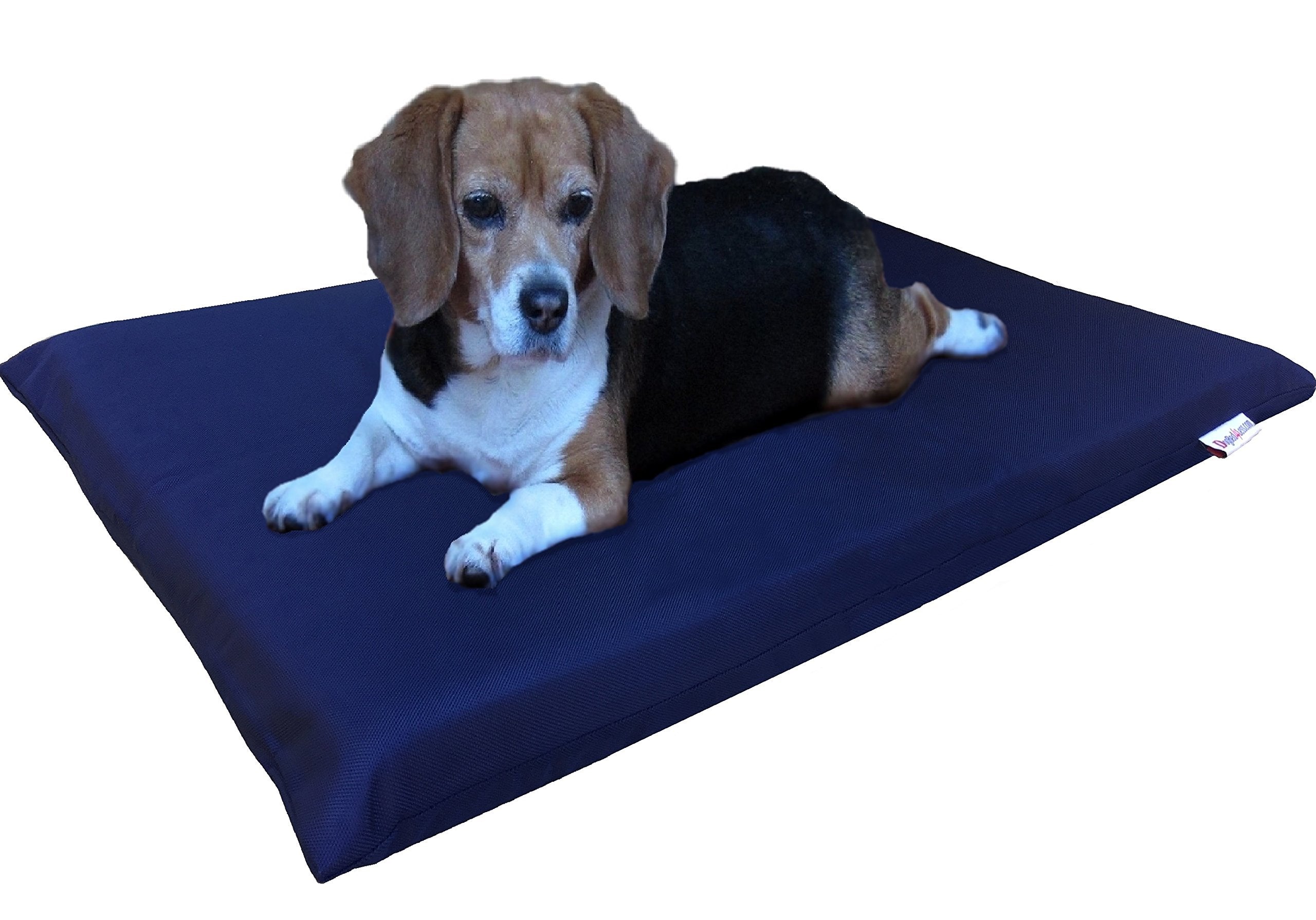 Dogbed4less 2 Pack Gel Cooling Memory Foam Dog Bed for Small to Medium Pet with Waterproof Internal Cover, 1680 Nylon Blue 34X27