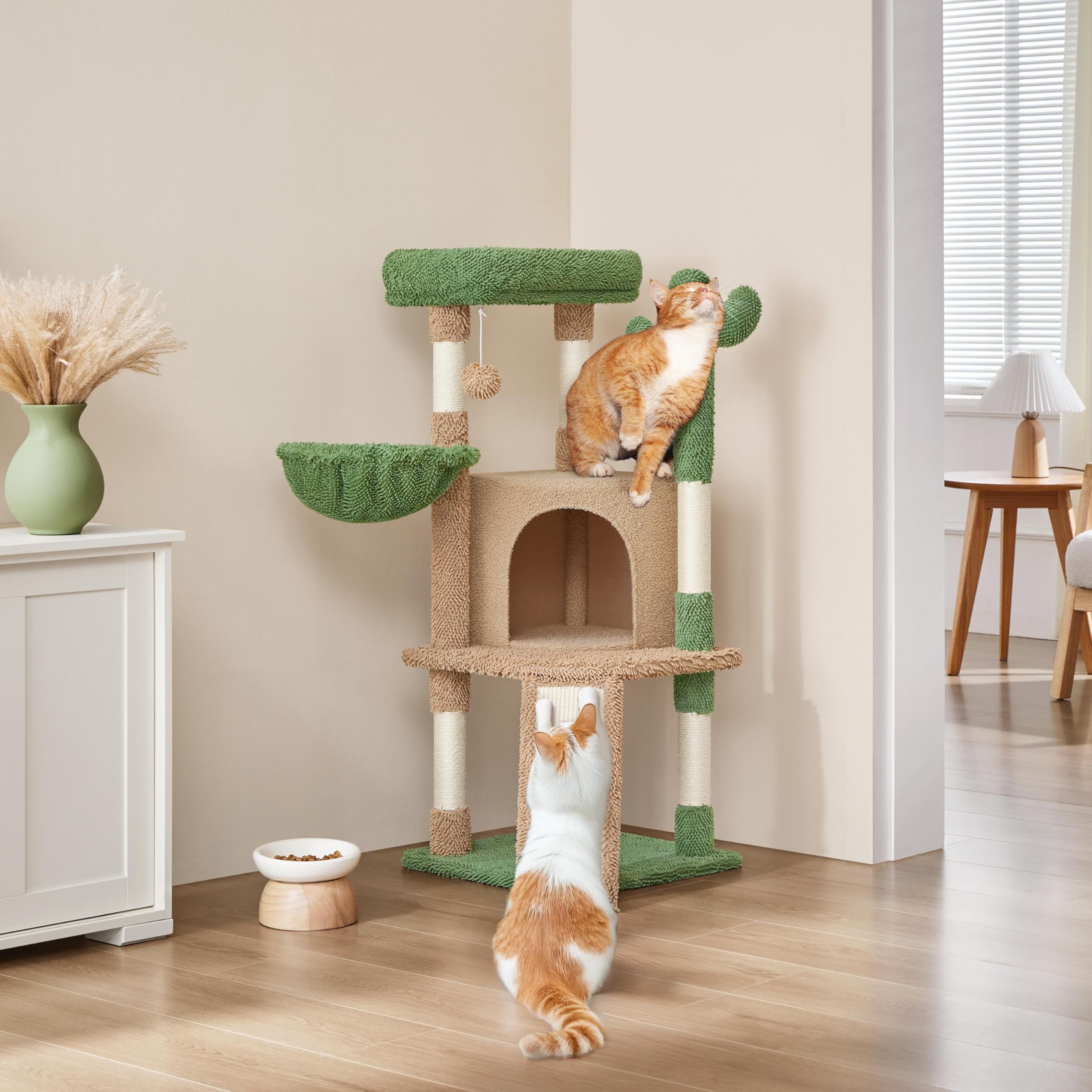 Yaheetech Cactus Cat Tree, 42in Cat Tower for Indoor Cats, Multi Level Kitten Condo Scratching Post, Pet Activity Center Furnitu