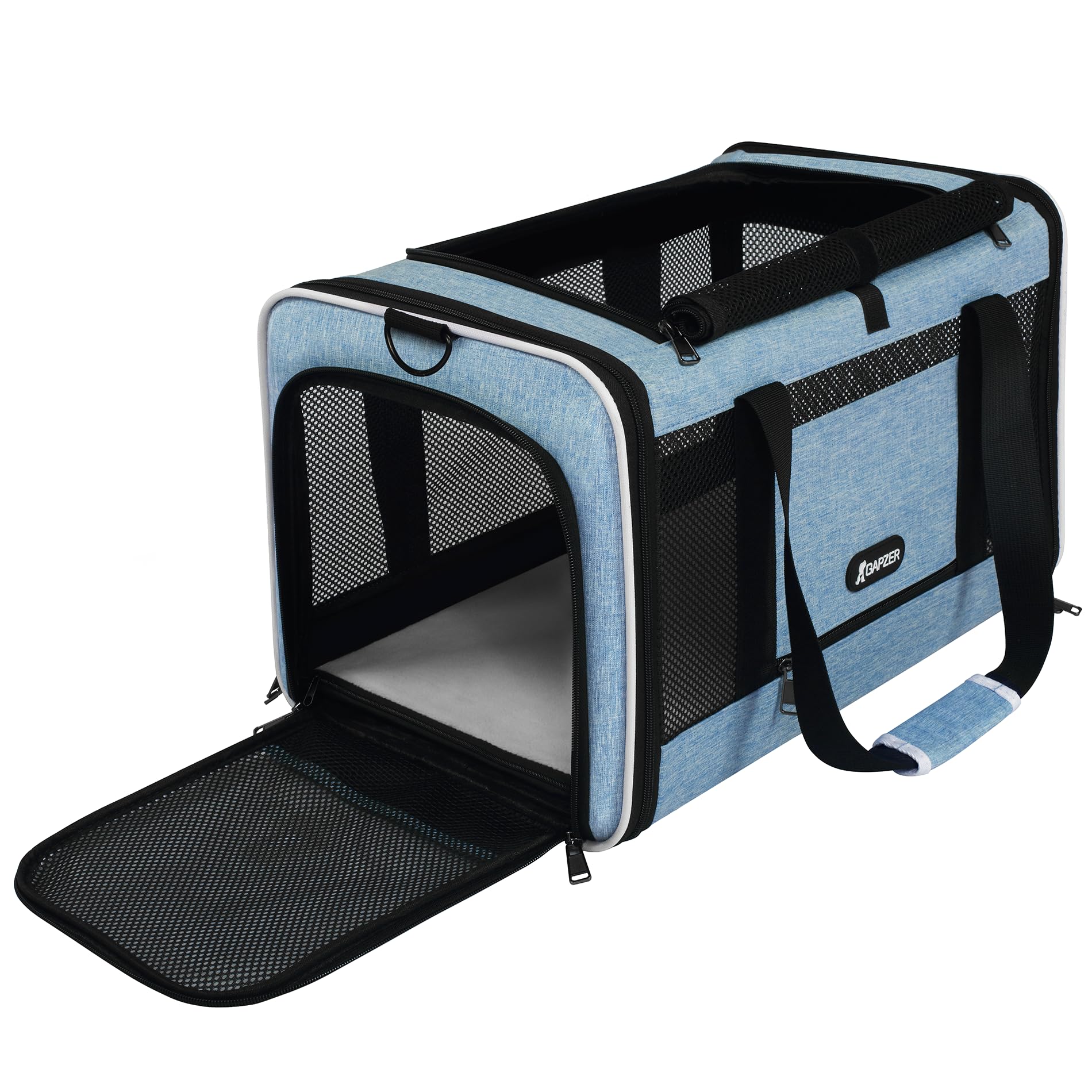GAPZER Cat Carrier 18 x 11 x 11 Top Loading Soft-Sided Pet Travel Bag Over 15lbs, Portable Small Dog Puppy Car Crate 10 lbs, Chi