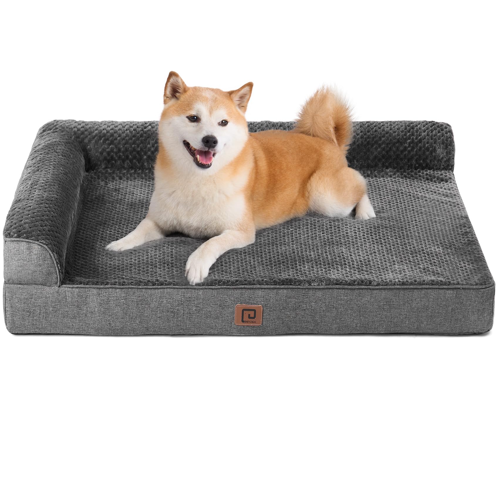 Eheyciga Memory Foam Orthopedic Dog Beds Large Sized Dog With Waterproof Lining, Washable Dog Sofa Bed With Removable Cover And Nonskid Bottom For Crate Pet Couch Bed, 35X23 Inches, Dark Grey