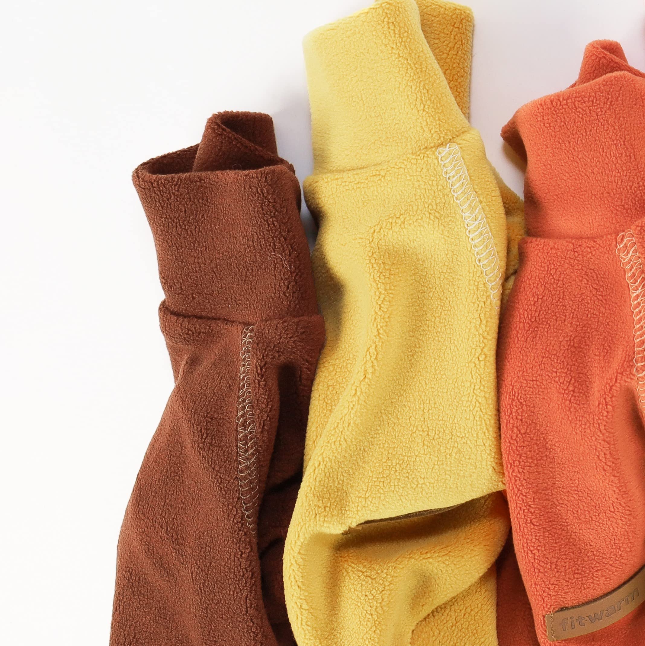 Fitwarm Classic Fleece Dog Sweater - Turtleneck Pullover for Small Dogs, XL, Orange-Yellow-Coffee, Model Fwthreepackorangesweater_XL_B0482