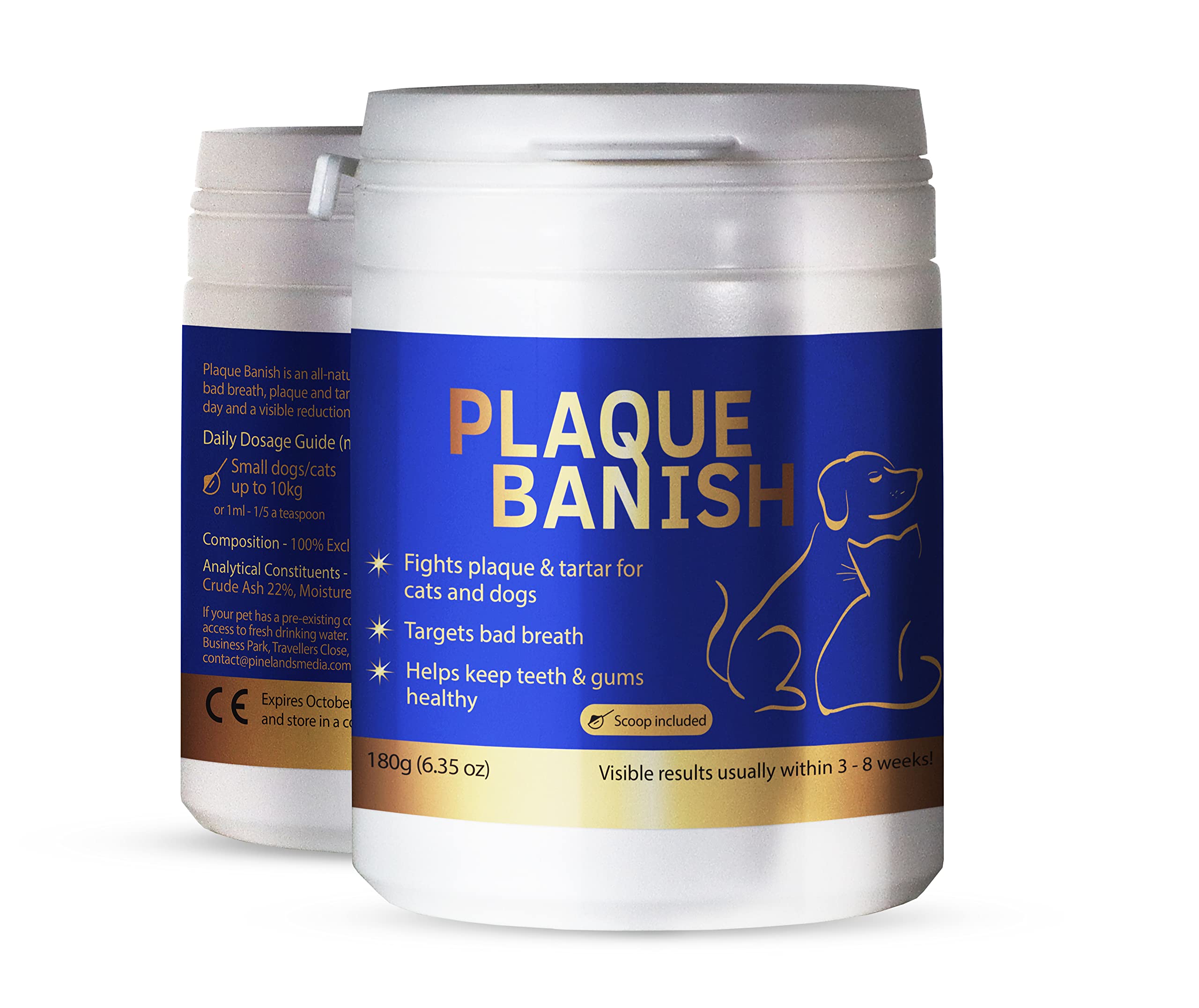 Plaque Banish 100% Natural Plaque Off & Tartar Remover For Dogs & Cats | Freshen Breath For Dogs & Cats | 6.3oz (180g) | Support