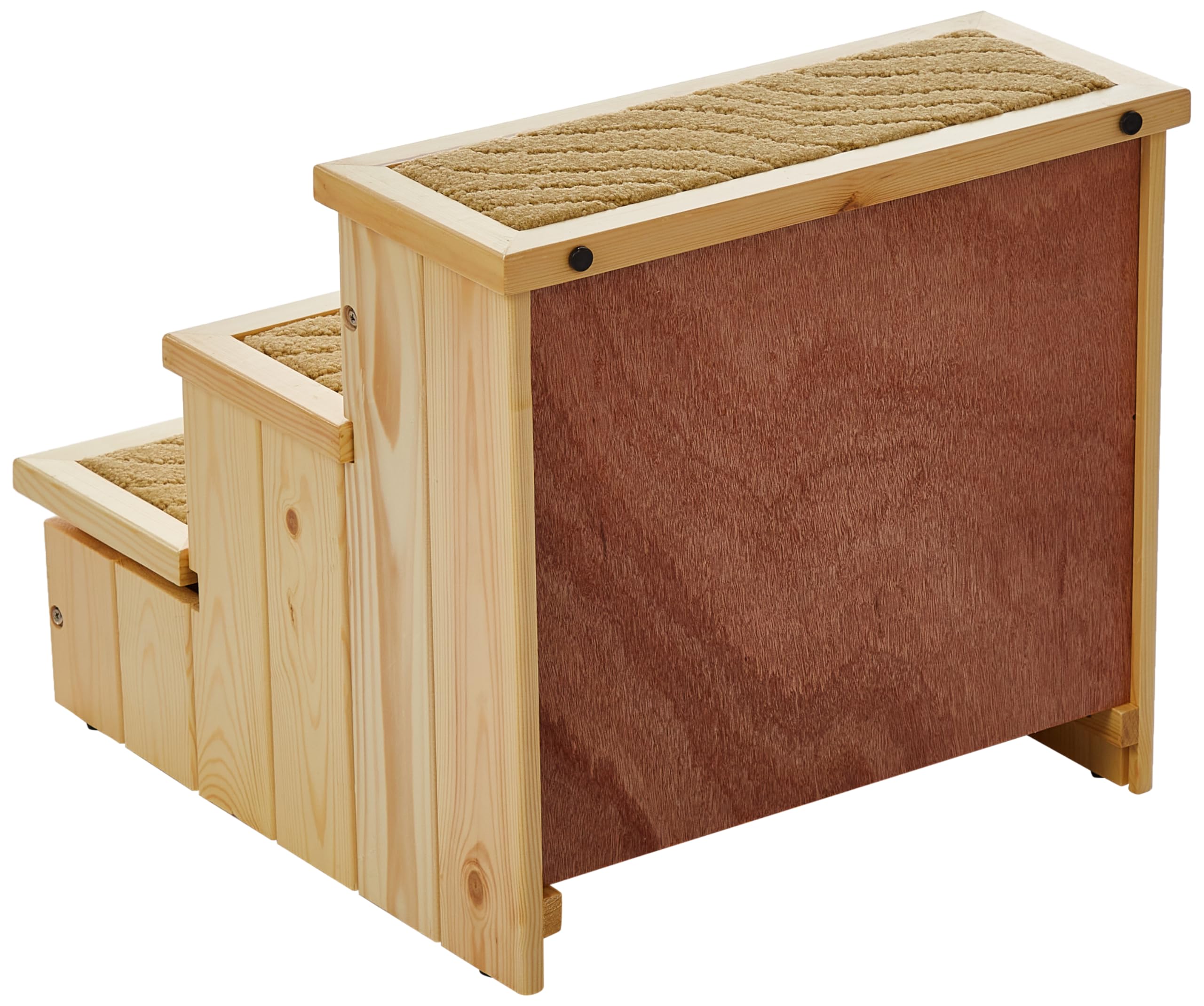 TRIXIE 3-Step Wooden Pet Stairs, Nonslip Carpeted Dog Steps, 15" H, Natural, Model 3943, Indoor Use for Dogs and Cats