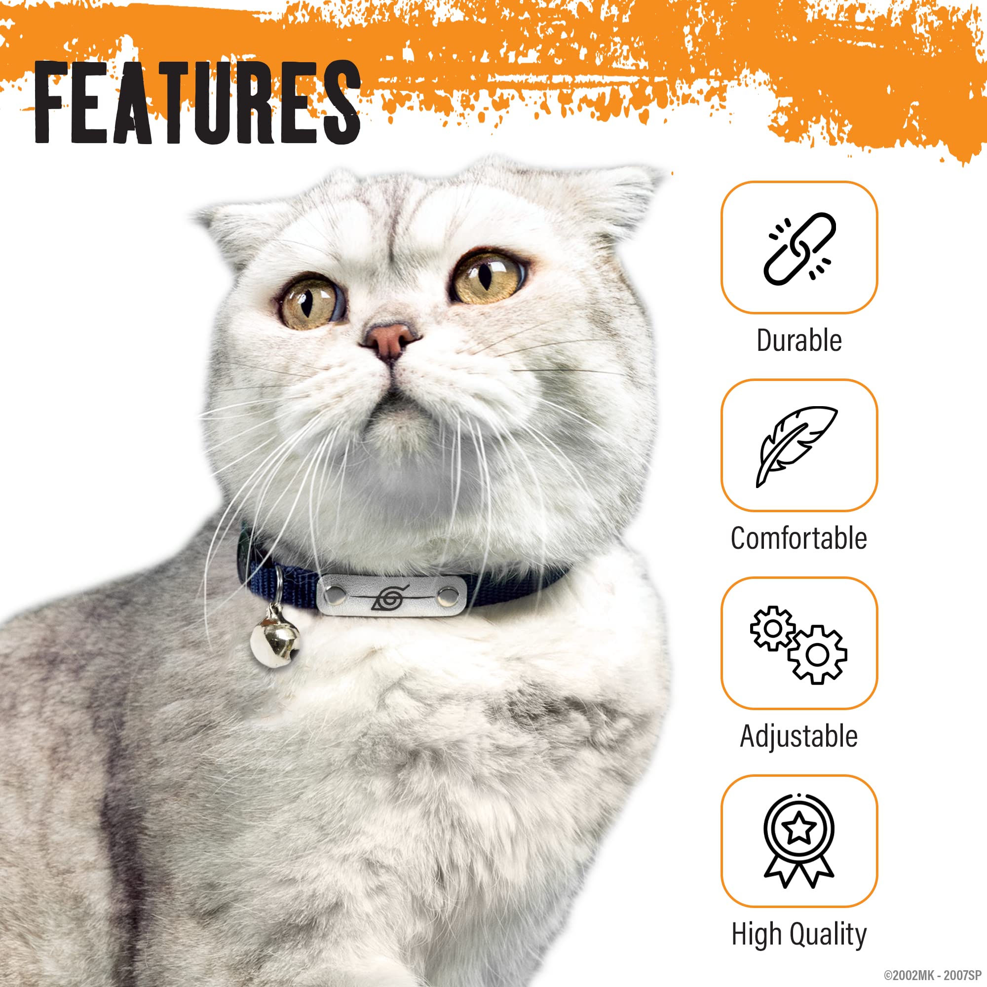 Naruto Cat Collars For Girl Cats, Boy Cats & Small Kitten Collar With Bell | Officially Licensed Naruto Shippuden Hidden Leaf Village Headband Breakaway Cat Collars For Naruto Gifts (Red, Rogue)