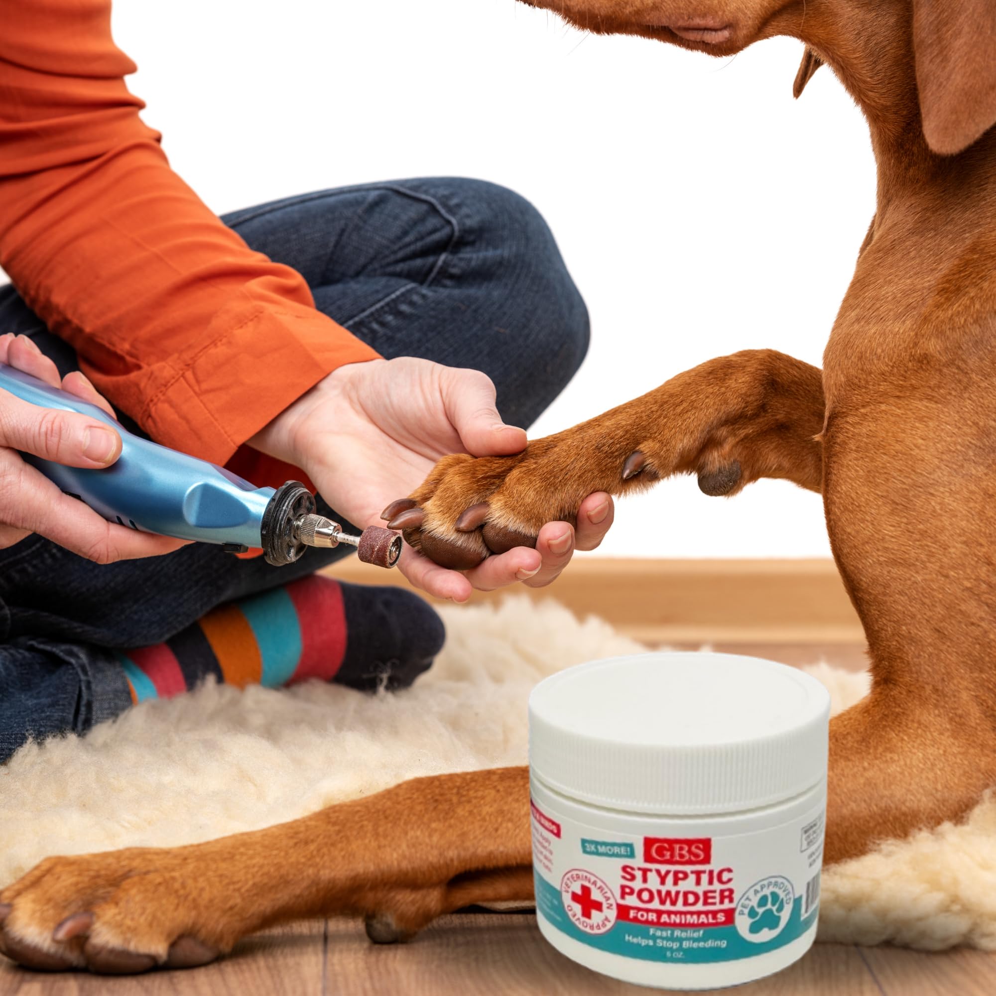 G.B.S 5 oz Styptic Powder for Dogs, Cats & Birds - Quick Blood Clotting, Large, White, Model STYAN