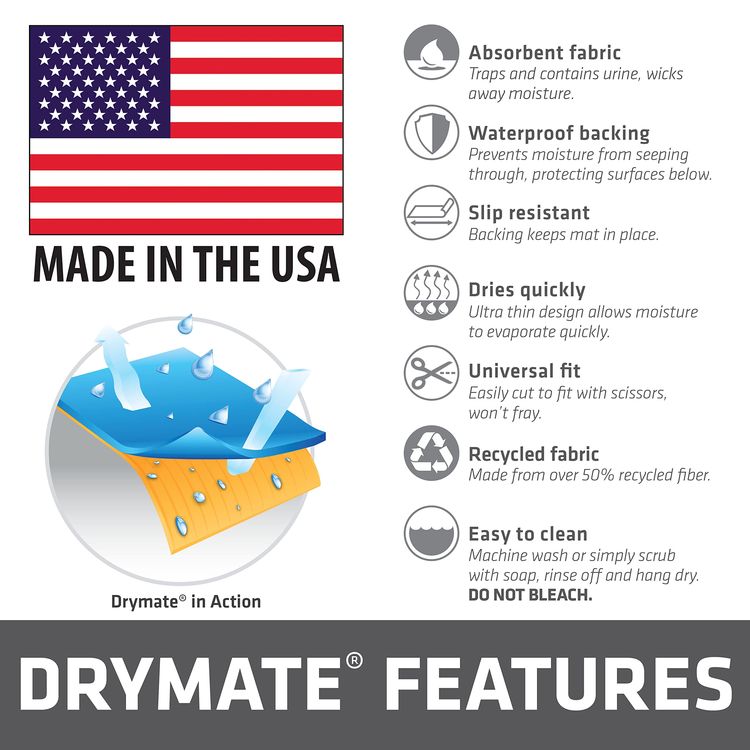 Drymate Dog Crate Mat Liner, Absorbs Urine, Waterproof, Non-Slip, Washable Puppy Pee Pad For Kennel Training - Use Under Pet Cage To Protect Floors, Thin Cut To Fit Design (Usa Made) (Rtree)(27'X42')