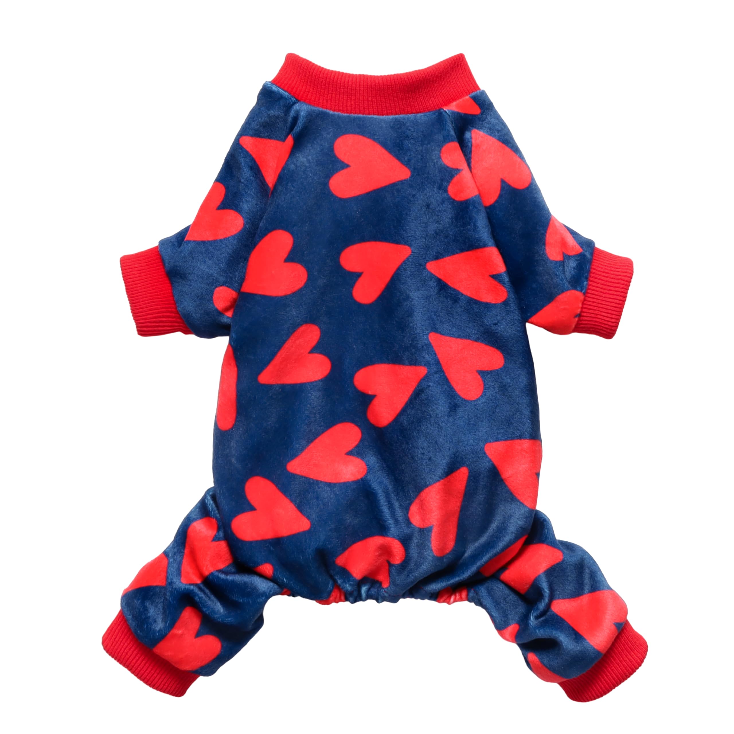 Fitwarm Valentines Day Sweet Hearts Dog Pajamas, Dog Winter Clothes For Small Dogs Girl Boy, Lightweight Velvet Pet Jumpsuit, Ca