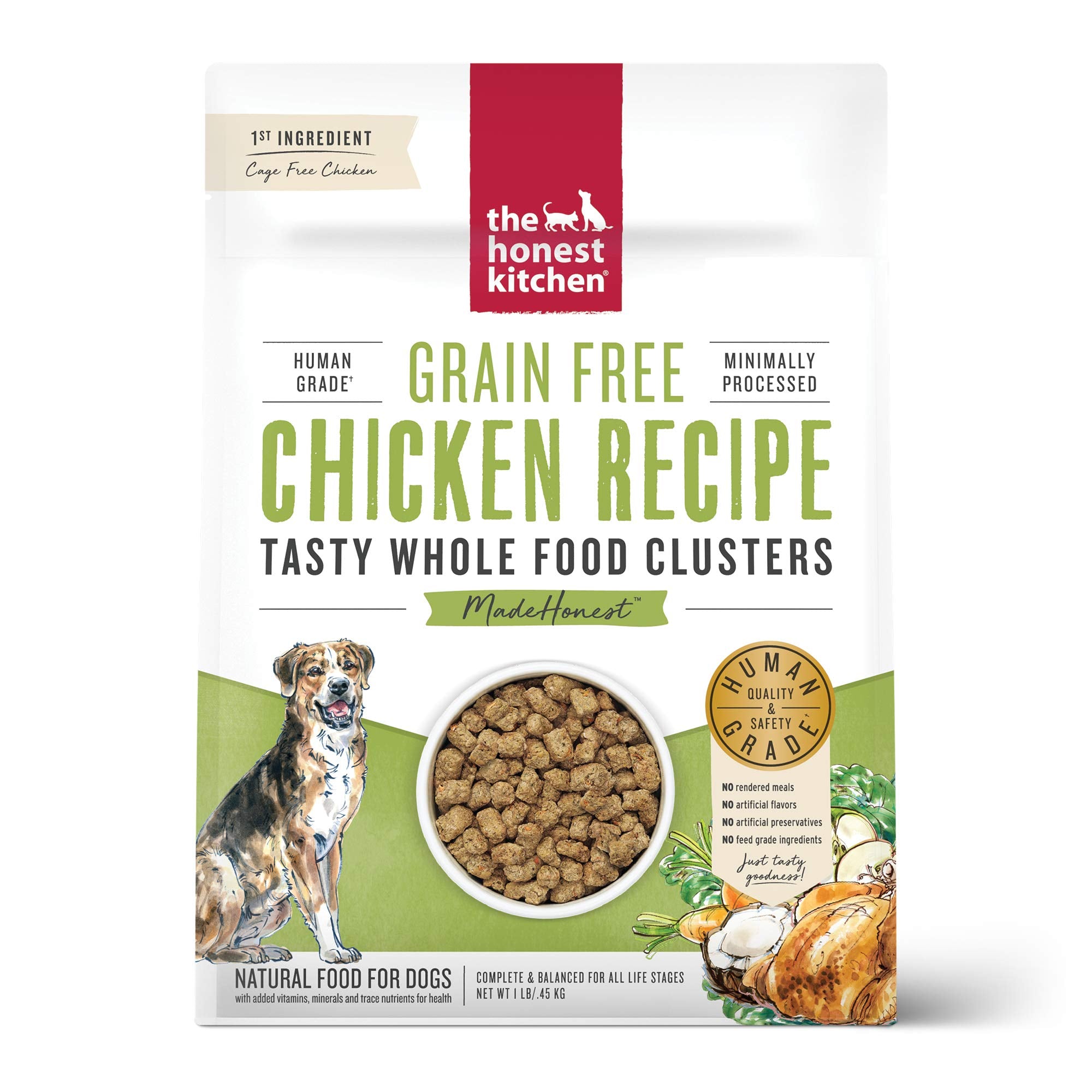 The Honest Kitchen Whole Food Clusters Grain Free Chicken Dry Dog Food, 1 lb Trial Pouch