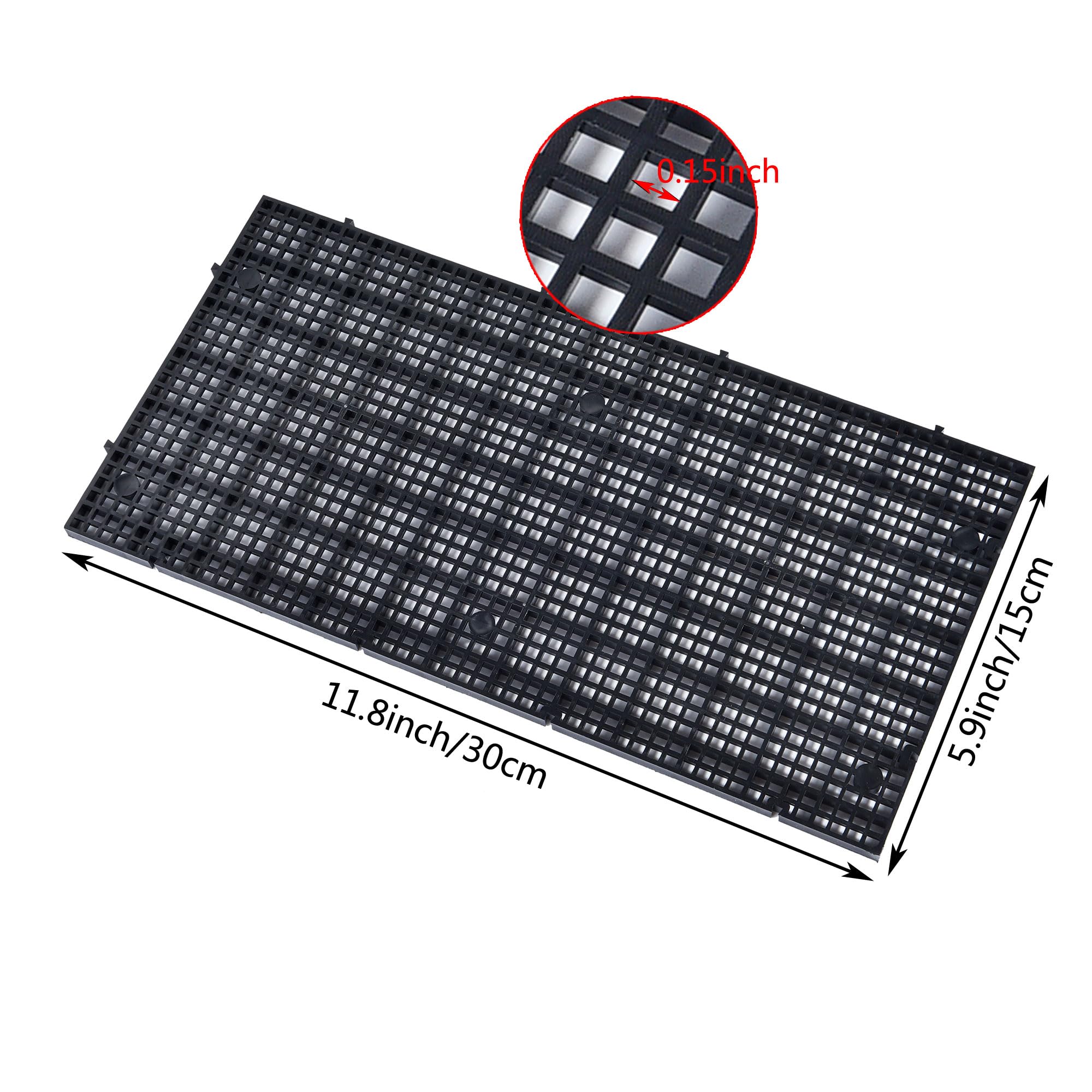 Alegi Plastic Grid Divider Tray Egg Crate Louvre Aquarium Fish Tank Bottom Isolation With Bracket (4Pcs Black)