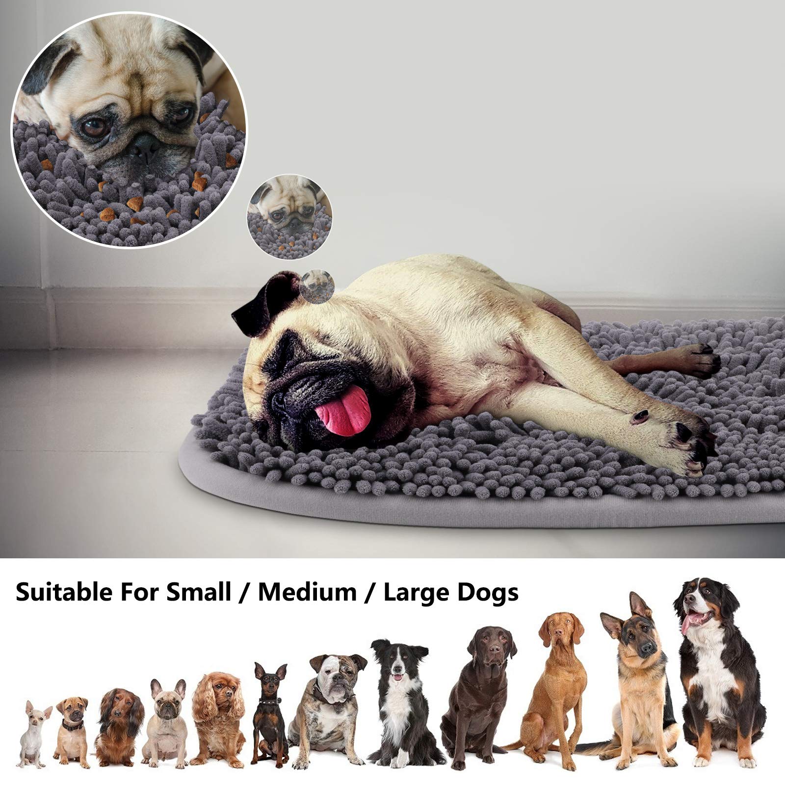 Rundik Snuffle Mat for Dogs, 20 x 28 Dog Sniffing Interactive Feeding Game Boredom, Puzzle Toys Encourages Natural Foraging