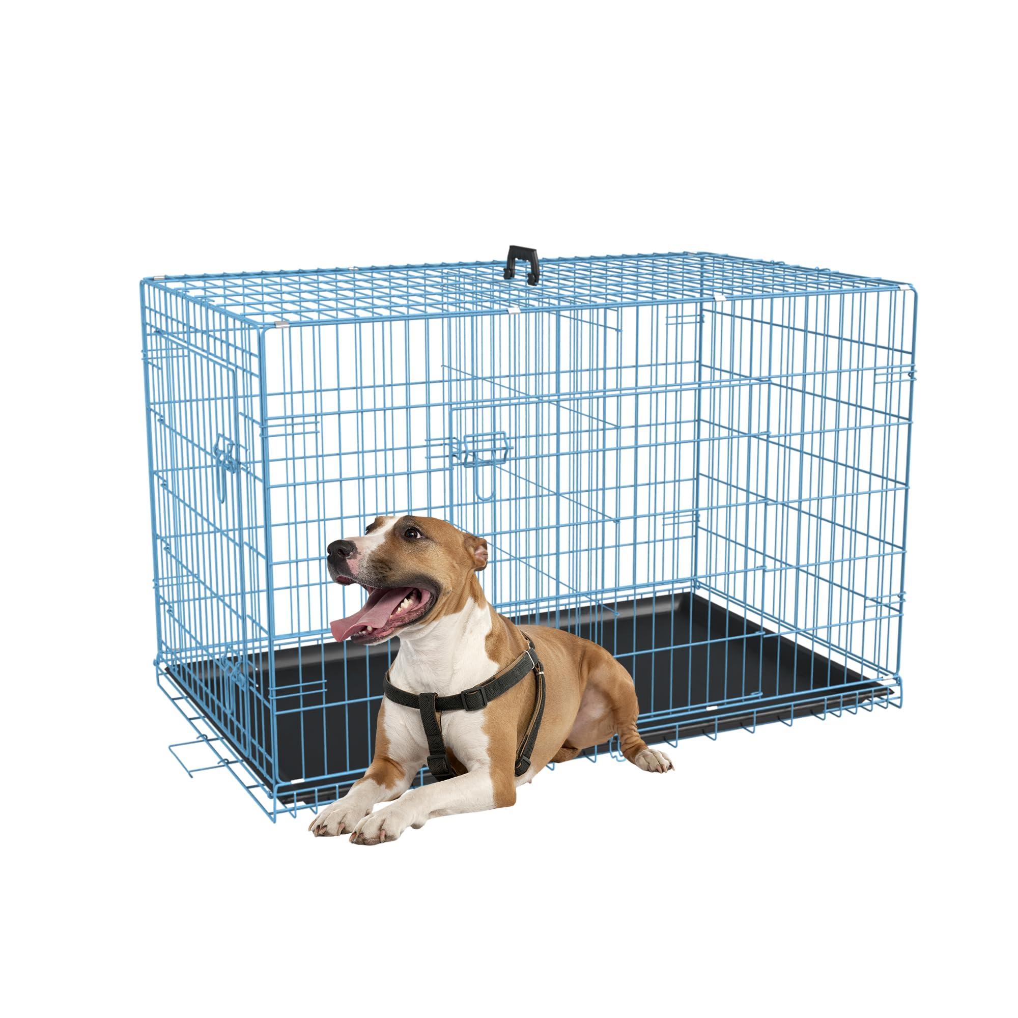 Fdw Dog Crate For Medium Dogs 36 Inch Folding Metal Wirepet Cage Double Door W/Divider Panel Indoor Outdoor Kennel Leak-Proof Pl