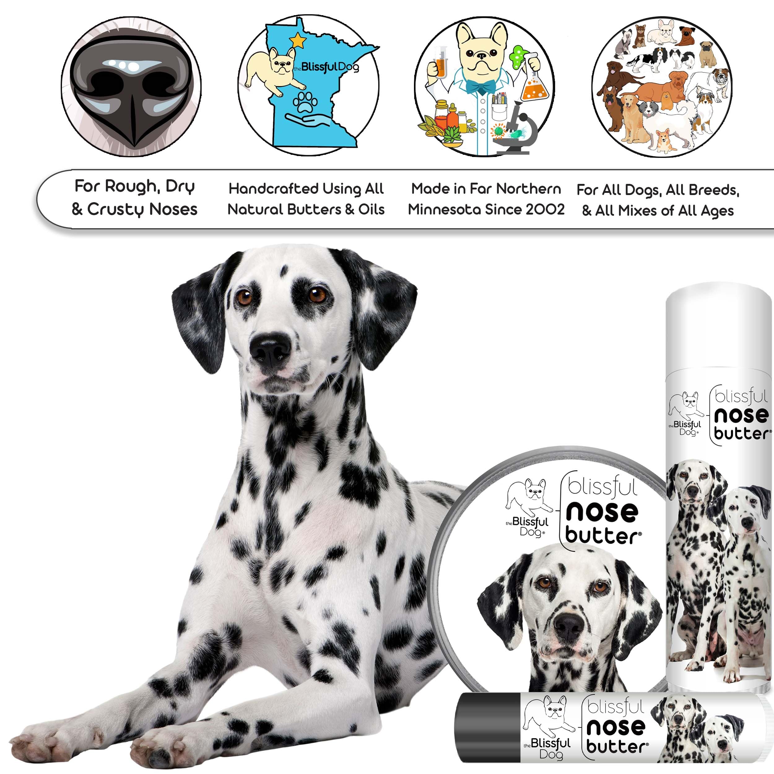 The Blissful Dog Dalmatian Unscented Nose Butter, 2-Ounce