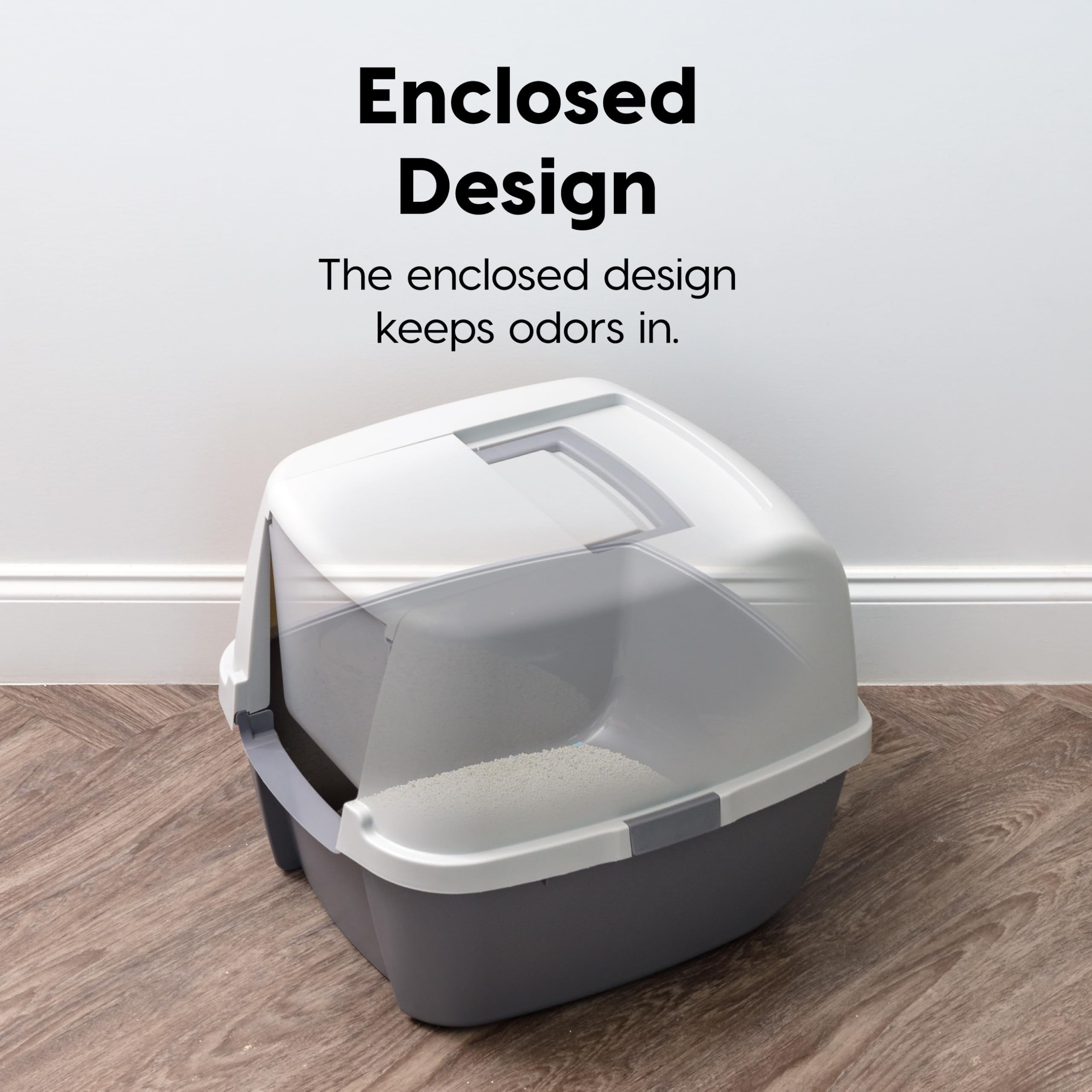 Iris Usa Jumbo Hooded Cat Litter Box With Litter Scoop, Gray