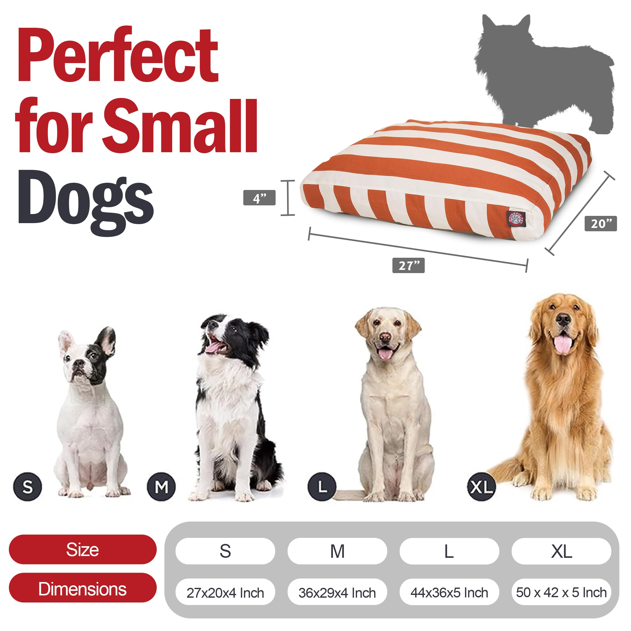 Majestic Pet Rectangle Small Dog Bed Washable - Non Slip Comfy Pet Bed - Dog Crate Bed with Removable Washable Cover - Dog Kenne