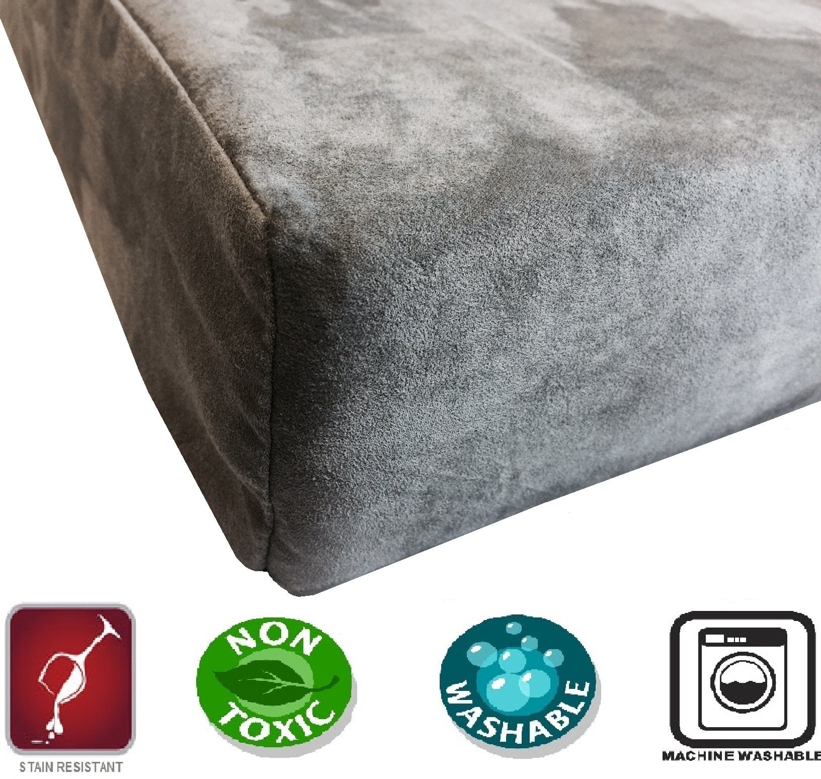 Dogbed4Less Diy Pet Bed Pillow Grey Microsuede Duvet Cover And Waterproof Internal Case For Large Dog At 47X29X4 Inch - Covers Only