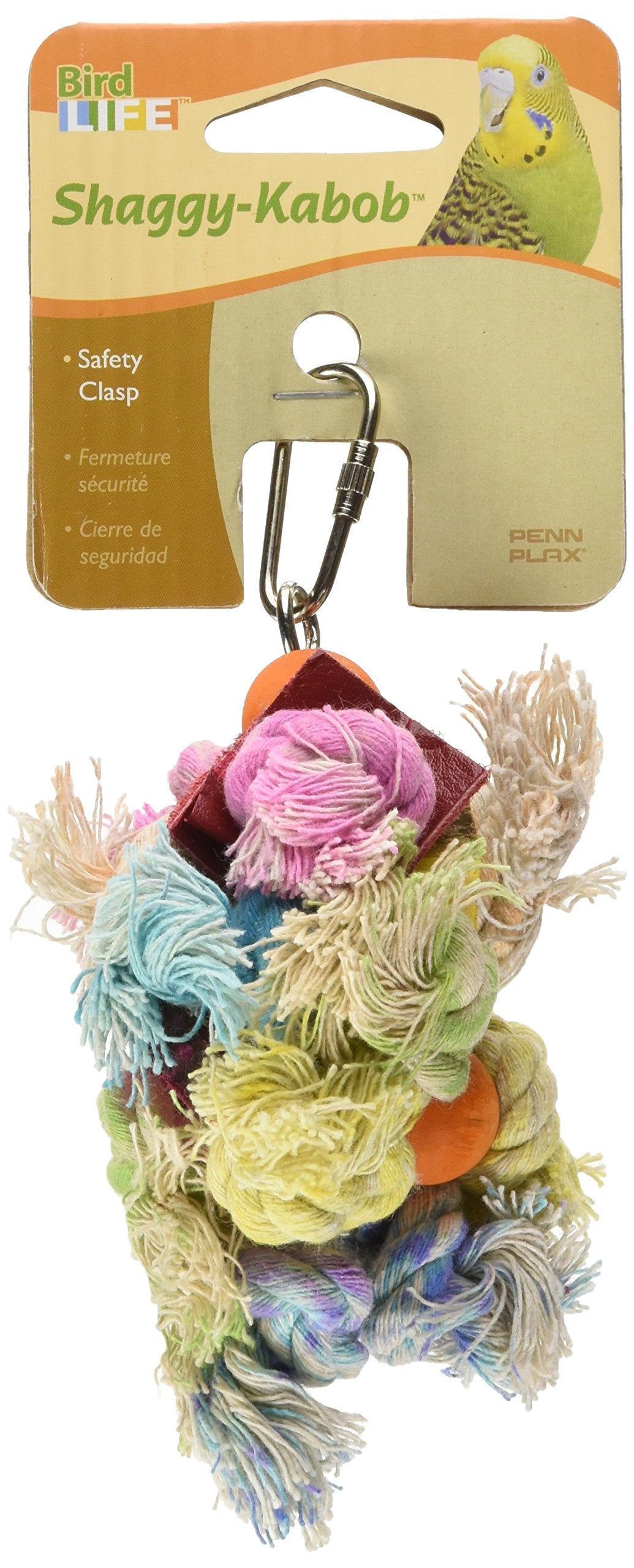 Penn-Plax Shaggy Kabob Bird Toy for Small Birds - Stimulating Plastic Fun (Model BA930) - Multiple Colors, Small Size