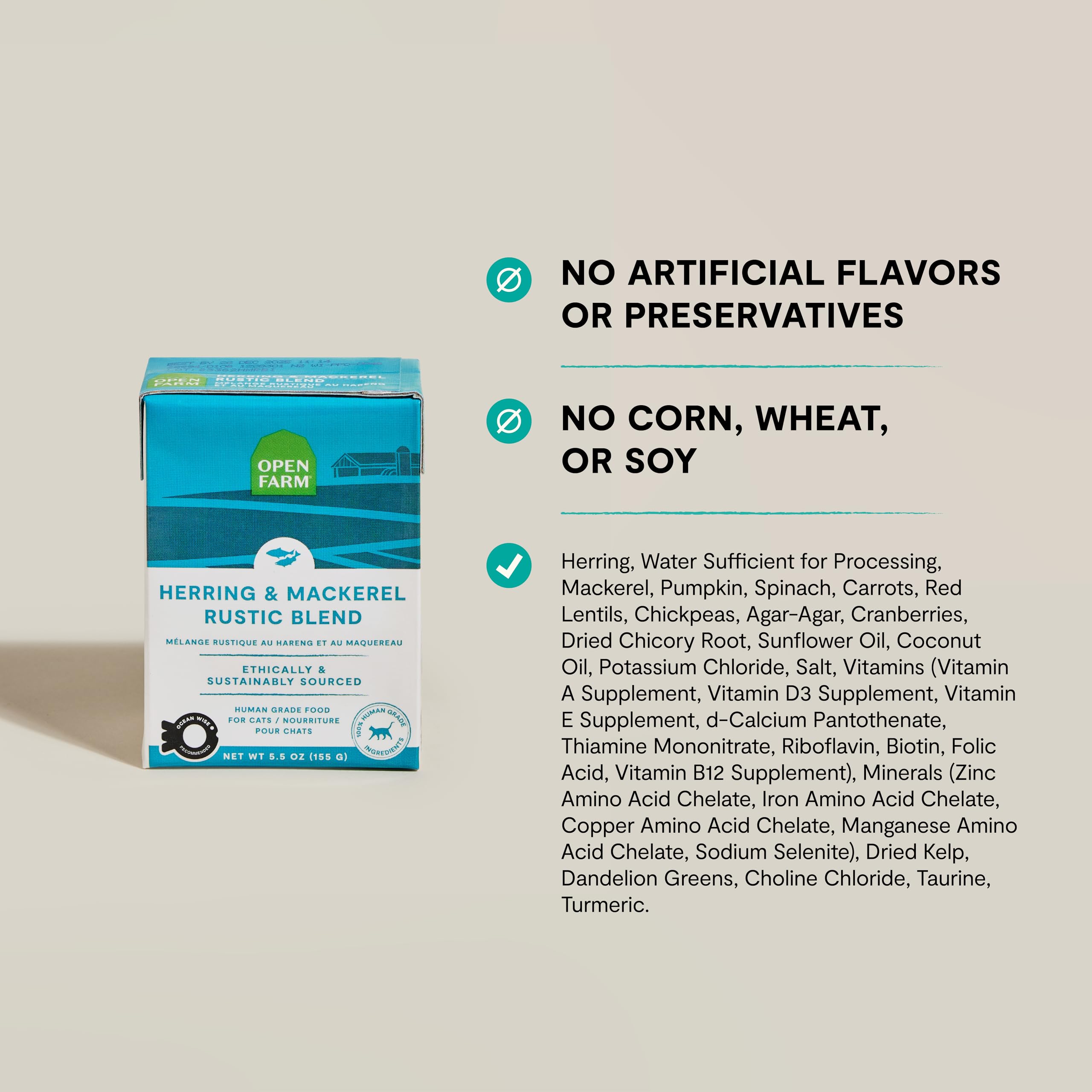 Open Farm Herring & Mackerel Blend Wet Cat Food, Complete Meal or Food Topper with Responsibly Sourced Meat and Superfoods Witho
