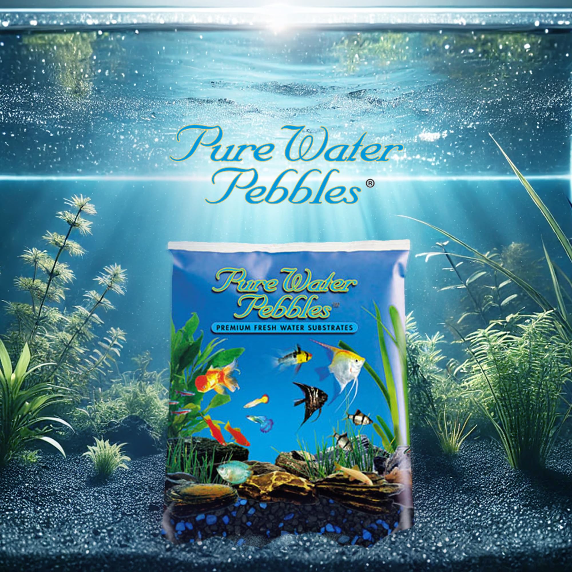 Pure Water Pebbles Midnight Glo Aquarium Gravel - 5 lbs - Non-Toxic, Colorfast, Vibrant Substrate for Aquariums, Terrariums, Pon