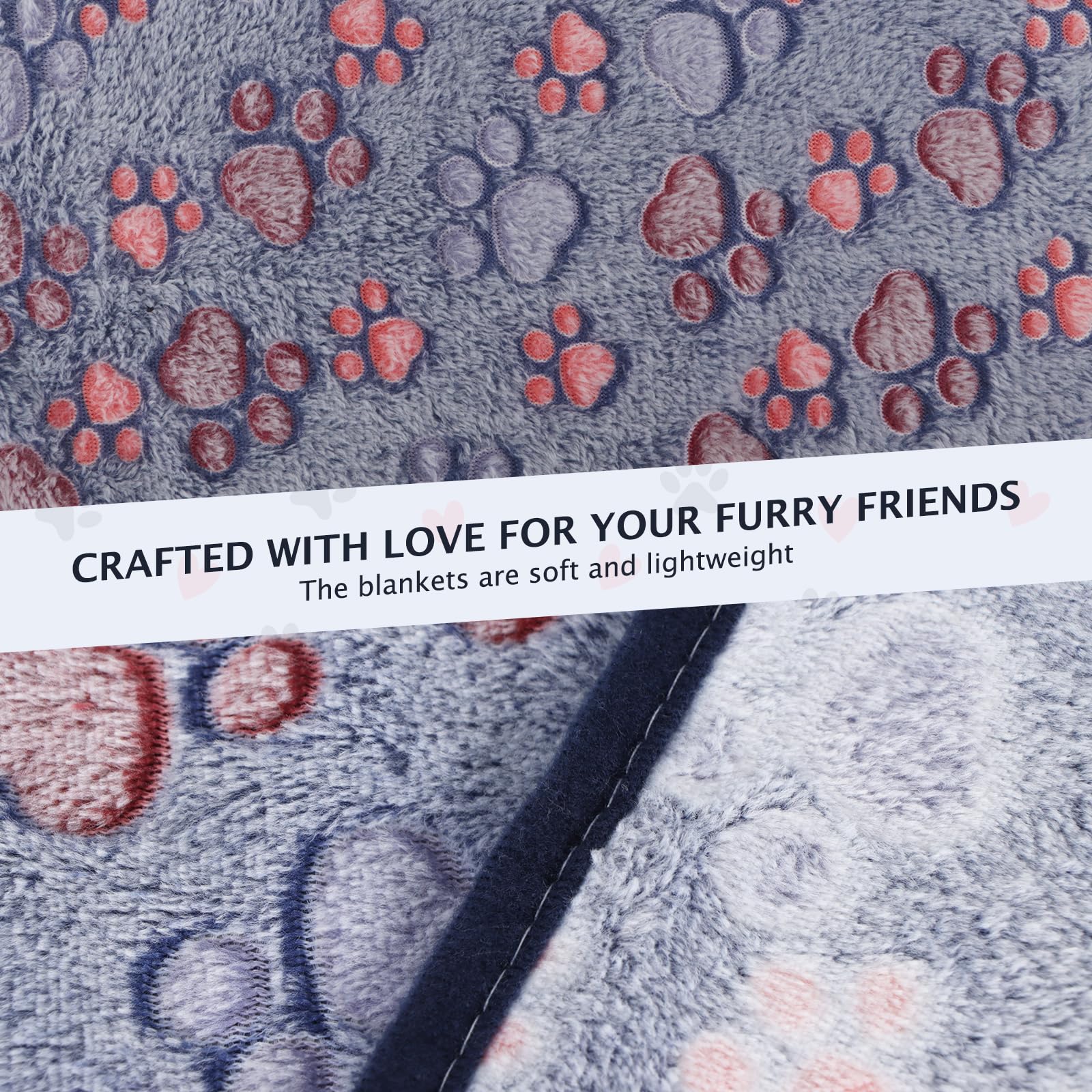 BVAGSS 6 Pack Small Dog Blanket, Super Soft Warm Pet Cover Blankets, Paw Print Puppy Fleece Flannel Blanket for Small Medium Dog