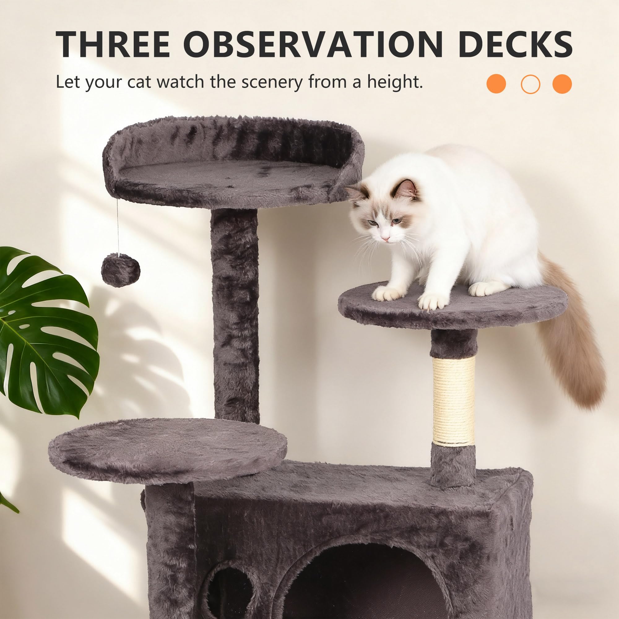 BestPet | 54 Cat Tree Tower | Purple Gray | Sturdy, Easy to Assemble, Multi-Level Activity Center with Sisal Scratching Posts, C