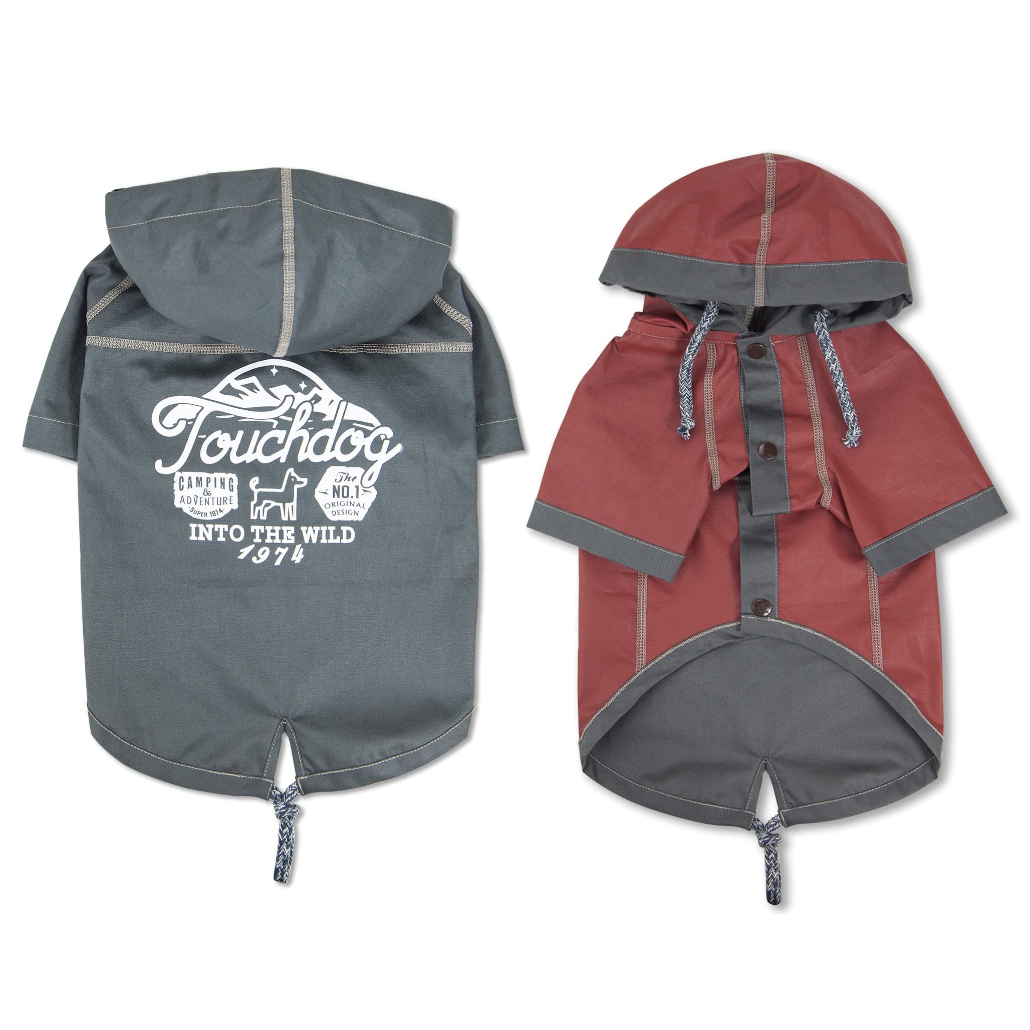 Touchdog Cloudburst Waterproof Reversible Dog Raincoat, Small, Grey