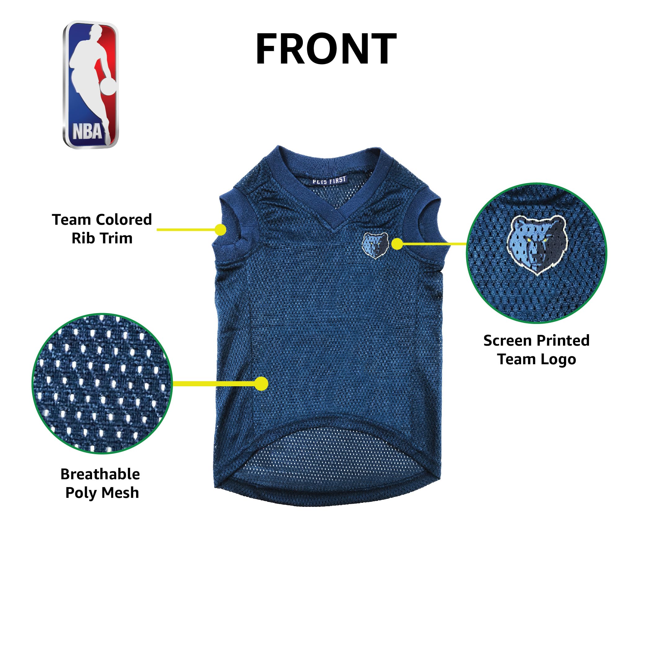 Pets First NBA MEMPHIS GRIZZLIES DOG Jersey, X-Large - Tank Top Basketball Pet Jersey