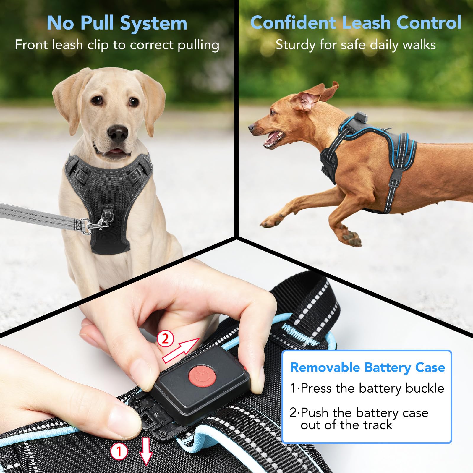 Vizbrite Rechargeable Led Dog Harness - No Pull, 4 Point Adjustable, Lighted Vest For Small/Medium/Large/X-Large Dogs