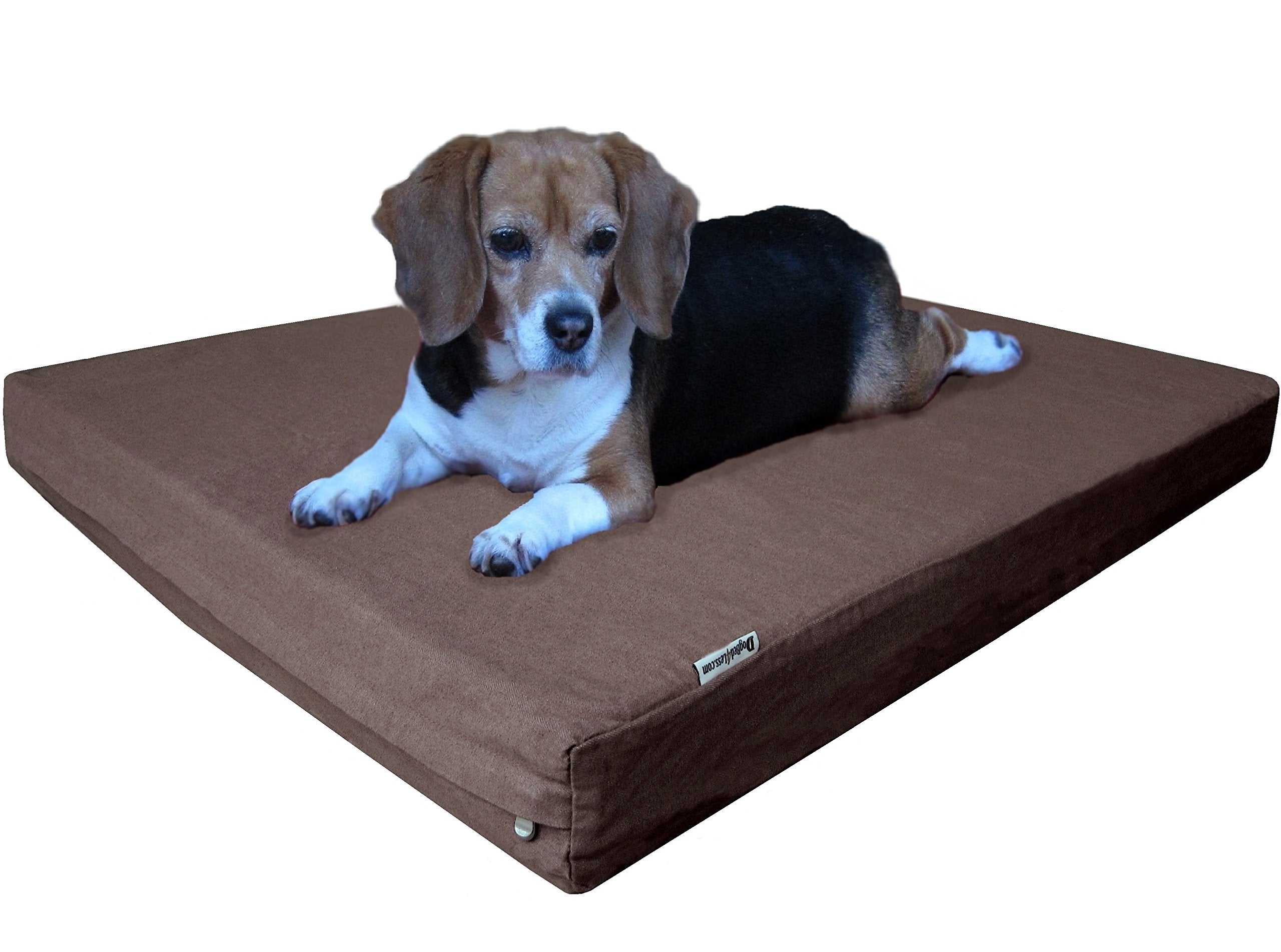 Dogbed4less Orthopedic Small Medium Gel Memory Foam Pet Bed with Washable Denim Cover, Waterproof Liner and Extra External Case 