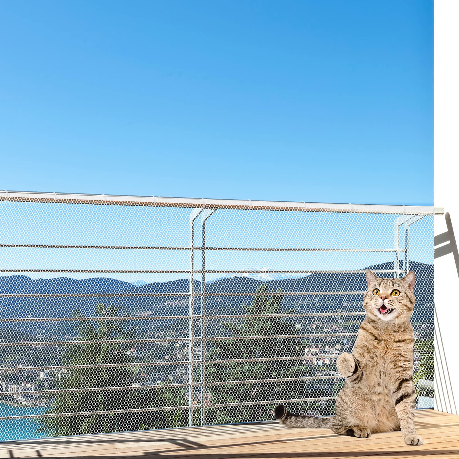 Cat Balcony Rail Net 5 X 0.8 Meter Anti Fall Netting Balcony Mesh Fence Net Child Safety Screen Protection Crib Mesh For Pets Baby (White)