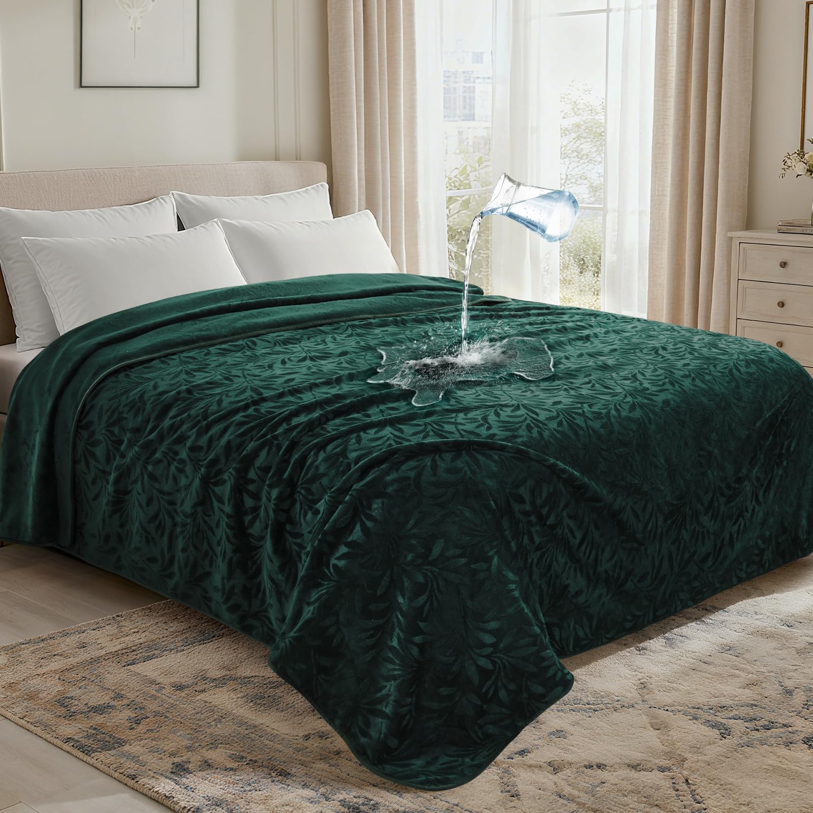 LOOBANI Waterproof Blanket for Bed: Soft Flannel Love Blanket 80x90 for Queen Beds, Waterproof Pet Blanket fot Large Dogs with S