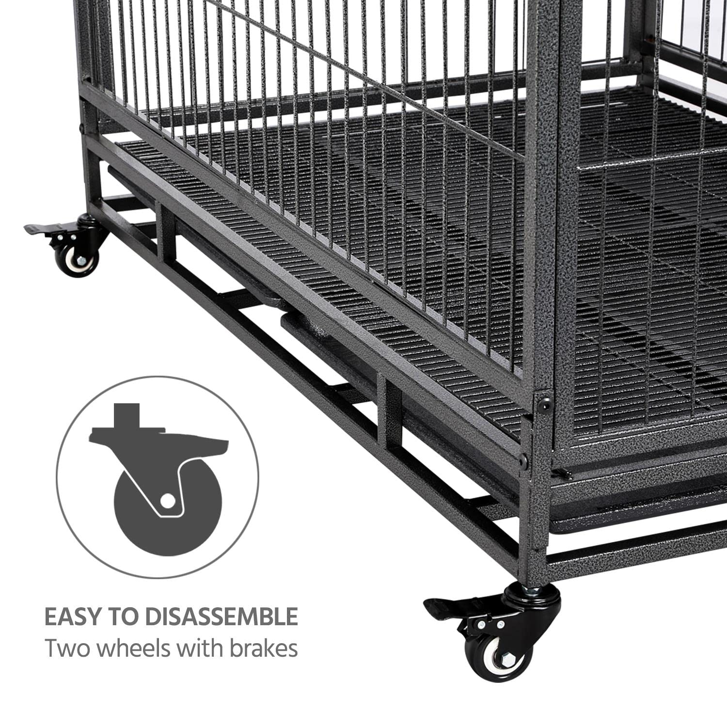 Topeakmart Rolling Pet Dog Crate For Small/Medium Dogs Double-Door Folding Metal Cages W/Lockable 4 Wheels And Tray 43 X 28.5 X