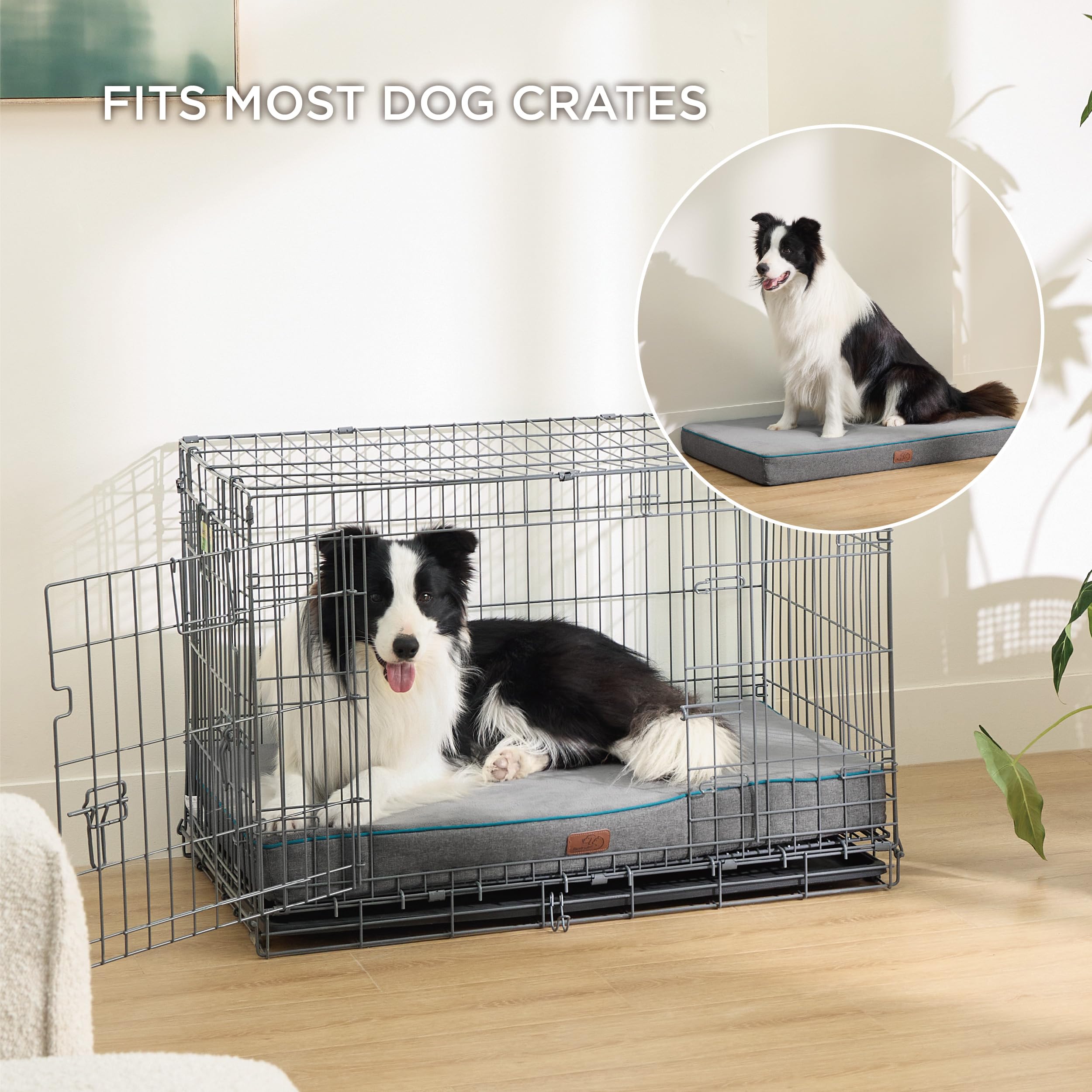 Bedsure Memory Foam Dog Bed For Large Dogs - Orthopedic Waterproof Pet Mat For Crate With Removable Washable Cover And Nonskid Bottom - Water-Resistant Plush Flannel Fleece Top Pet Bed, Grey