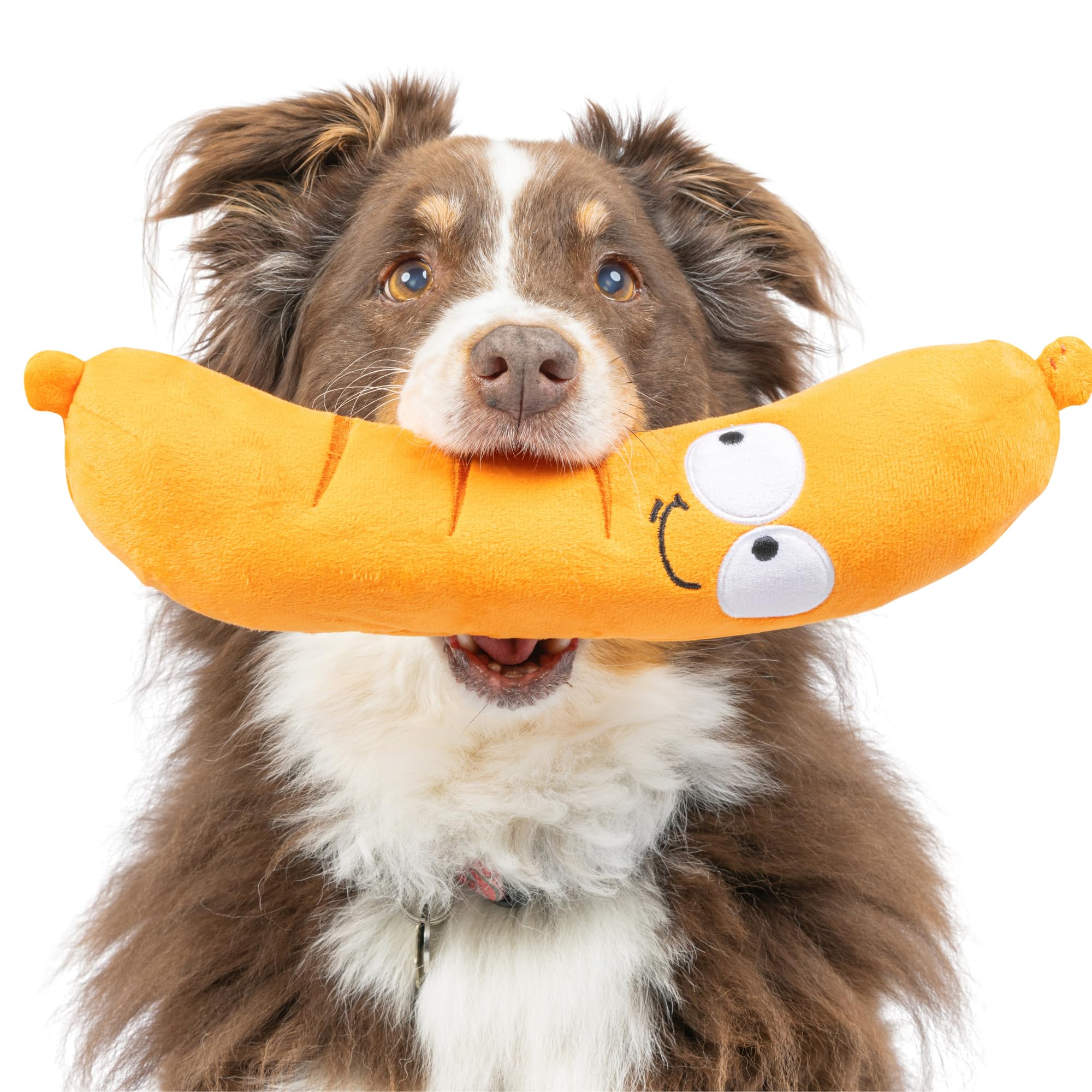 Huxley & Kent For Dogs - Sammy Sausage (Small) - Power Plush Dog Toy With Squeaker - Fun, Durable - H&K Squeaky Funny Dog Toy
