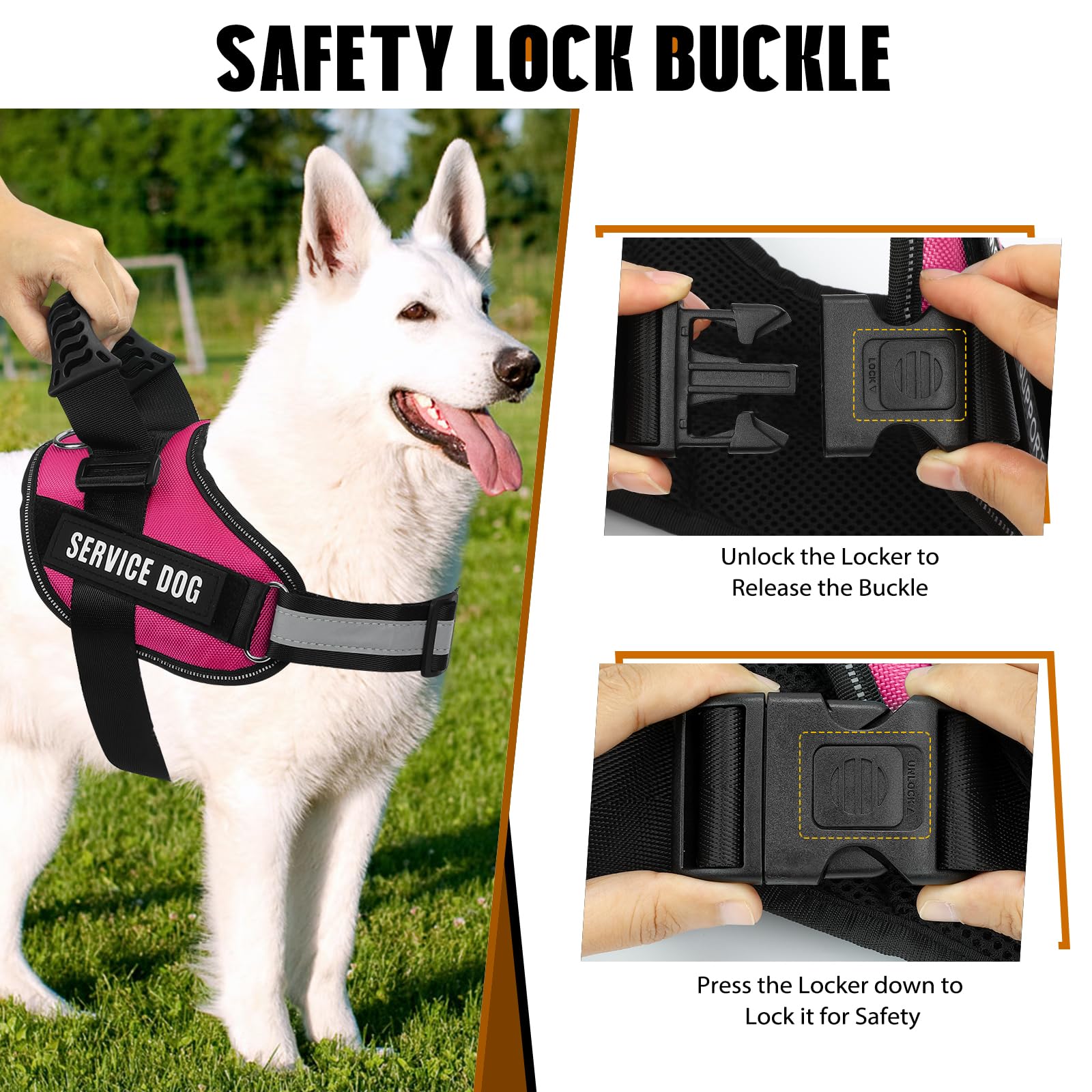 Service Dog Vest Harness + 50 ADA Information Cards + 4 Dog Patches, Animire Reflective Emotional Support Dog Vest with Sturdy H