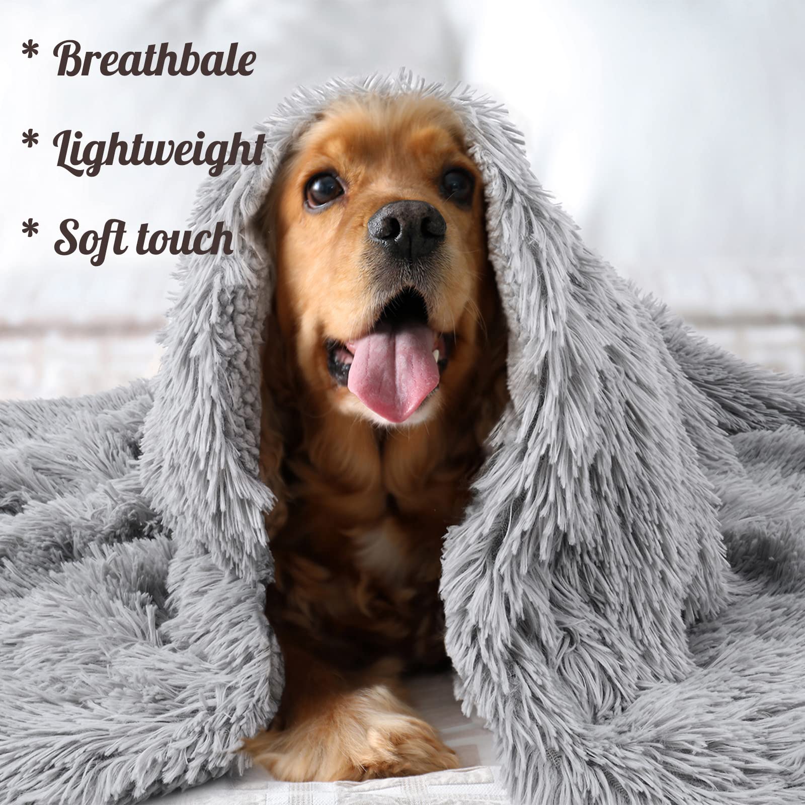 Benron Medium Dog Blanket For Couch Bed Crate, Cozy Reversible Fleece Dog Blanket, Washable Fluffy Throw Blankets 30X40 Inches Grey