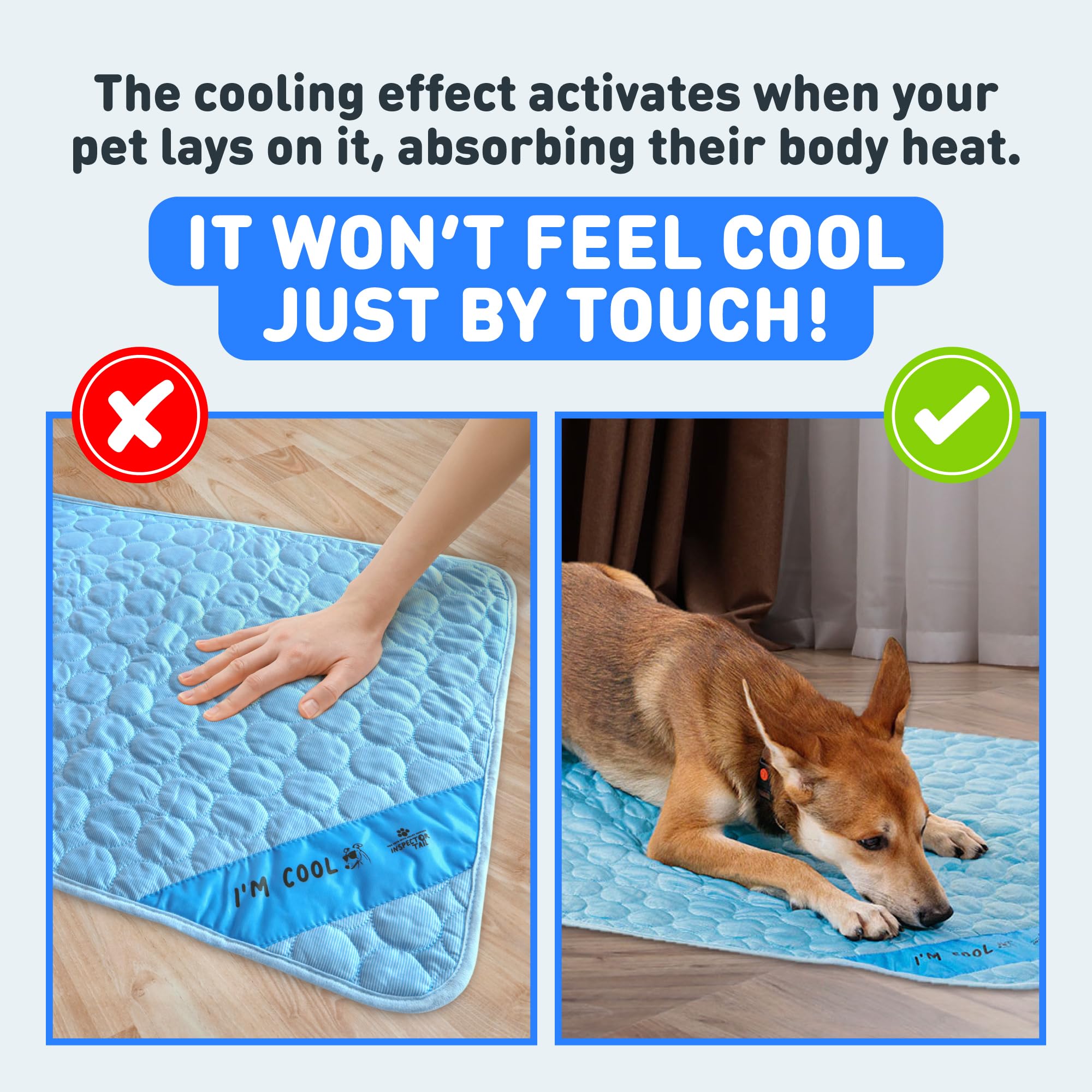 Inspector Tail Self Cooling & Traveling Mat + Free String Bag Pack/Washable & Portable Pet Soft Pad For Indoor Or Outdoor/Perfec