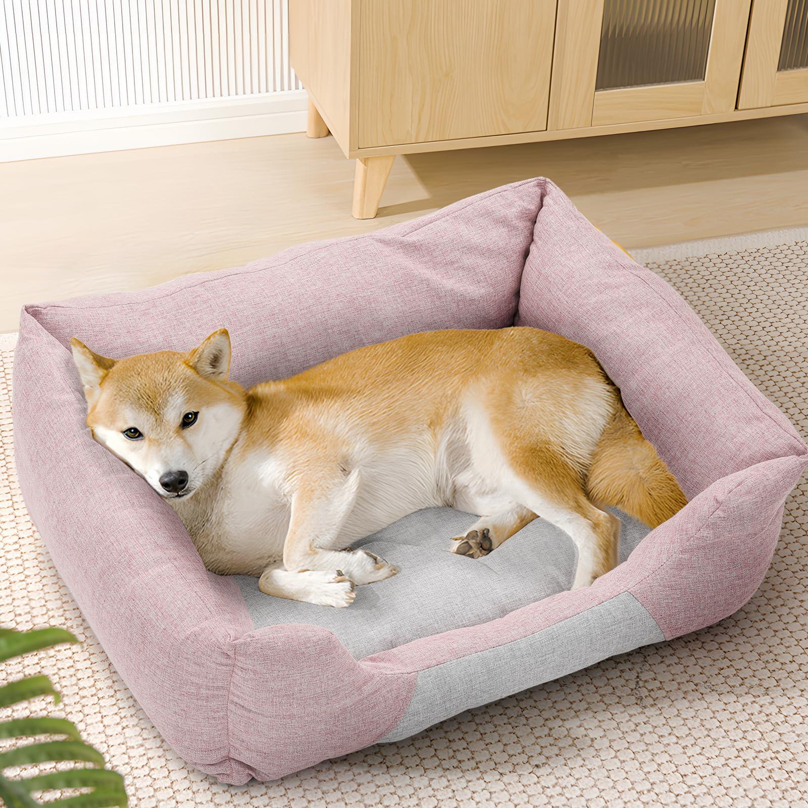 Magshion Calming Dog Beds For Large Dogs & Cats, Comfy Pet Sofa Bed, Machine Washable & Non-Slip Bottom Pet Couch, Durable Scrat