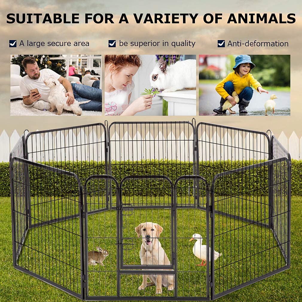 Bestpet Dog Playpen Indoor 40 Inch 8 Panels Metal Dog Pen Pet Dog Fence Outdoor Exercise Pen With Doors,Pet Puppy Playpen For Rv Camping Yard, Black