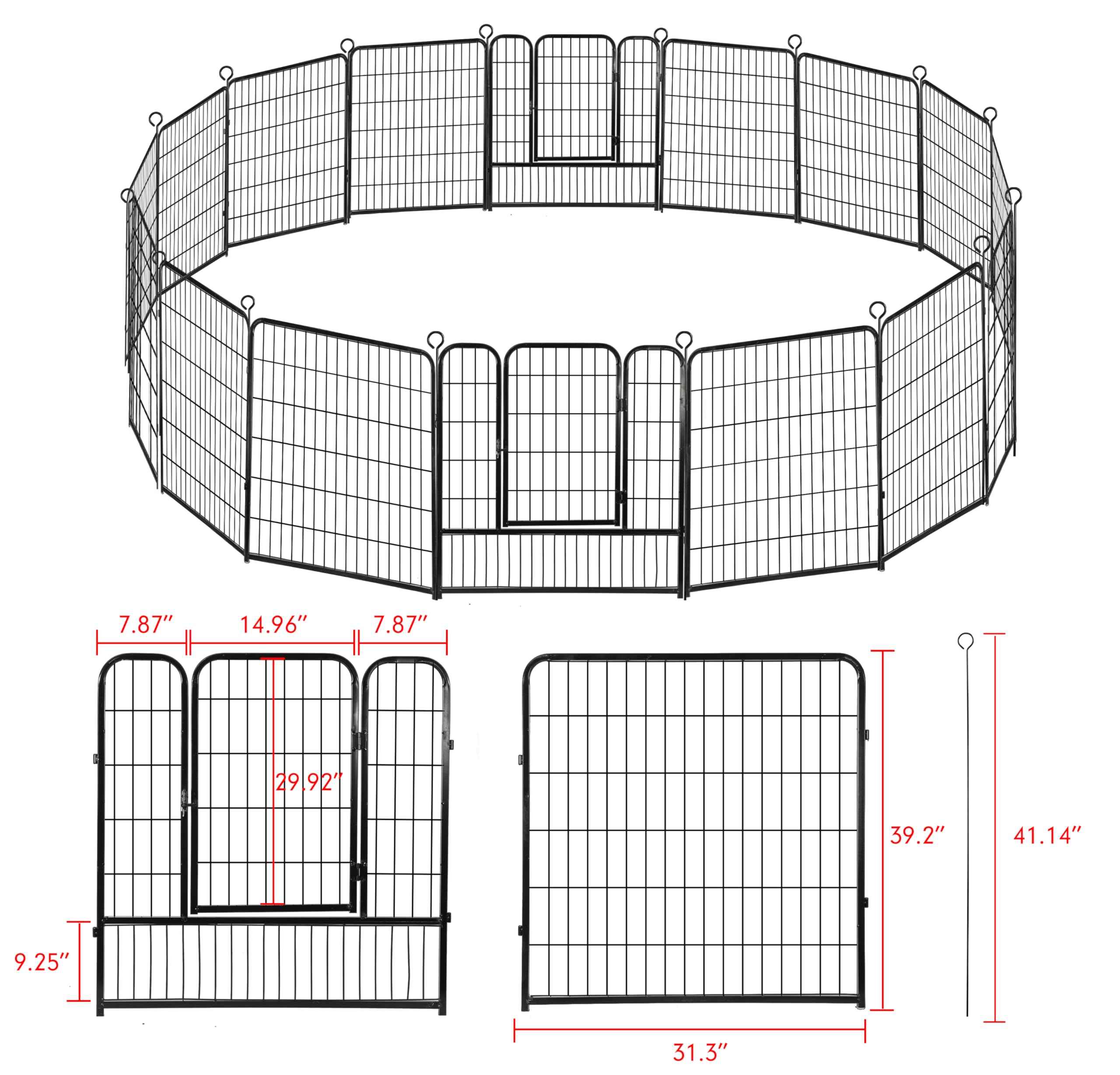 Confote Foldable Metal Dog Playpen Outdoor, 16 Panels 40 Inches Height Exercise Pen Indoor Pet Fence Barrier Kennel For Small/Me