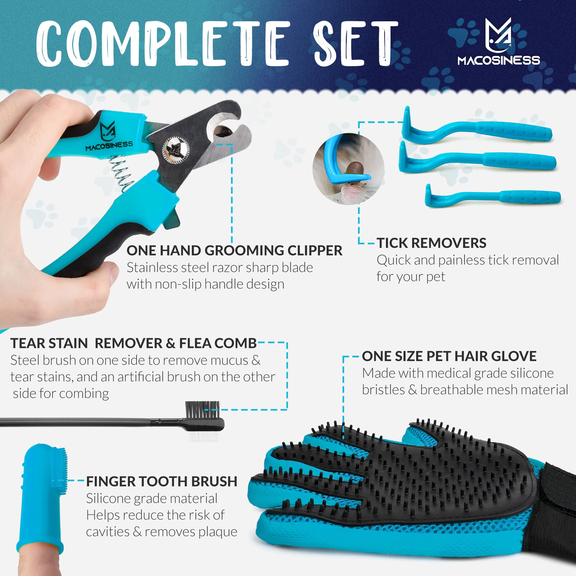 Macosiness Dog Grooming Hammock For Nail Trimming - Complete Groomers Helper Set For Pets - Pet Grooming Hammock With Hooks Dog