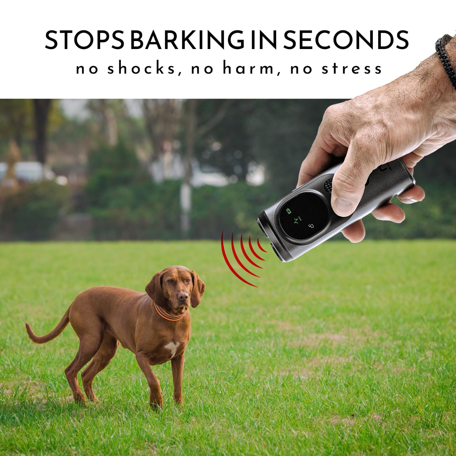 Nikao Sports- Triple Ultrasocnic, Anti-Barking Device for Dogs - Safe and Humane for Training and Behavior Control with LED Disp