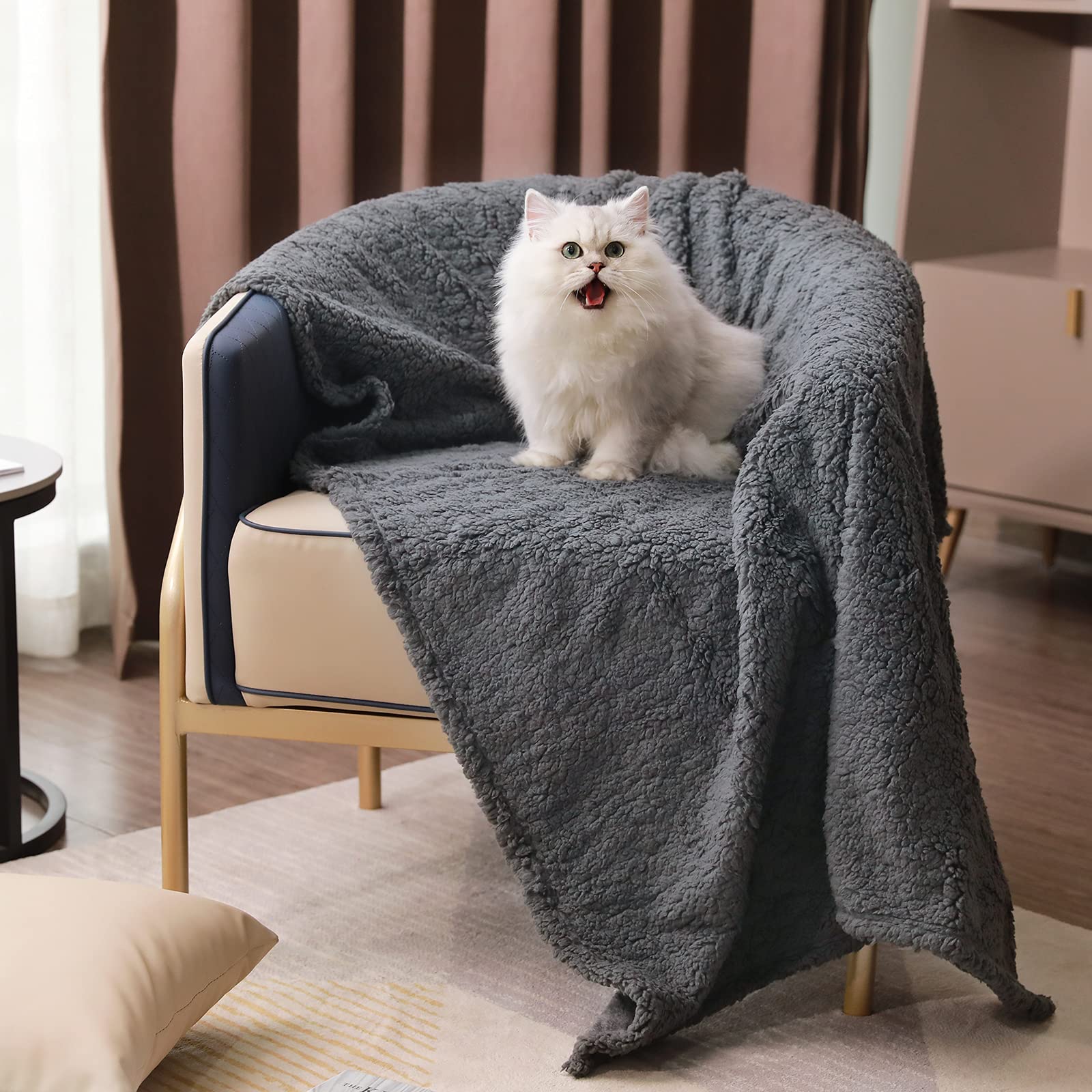 Premium Fleece Dog Blanket Soft Pet Sherpa Calming Blankets Throw For Dog Puppy Cat, Grey Medium (31X41)
